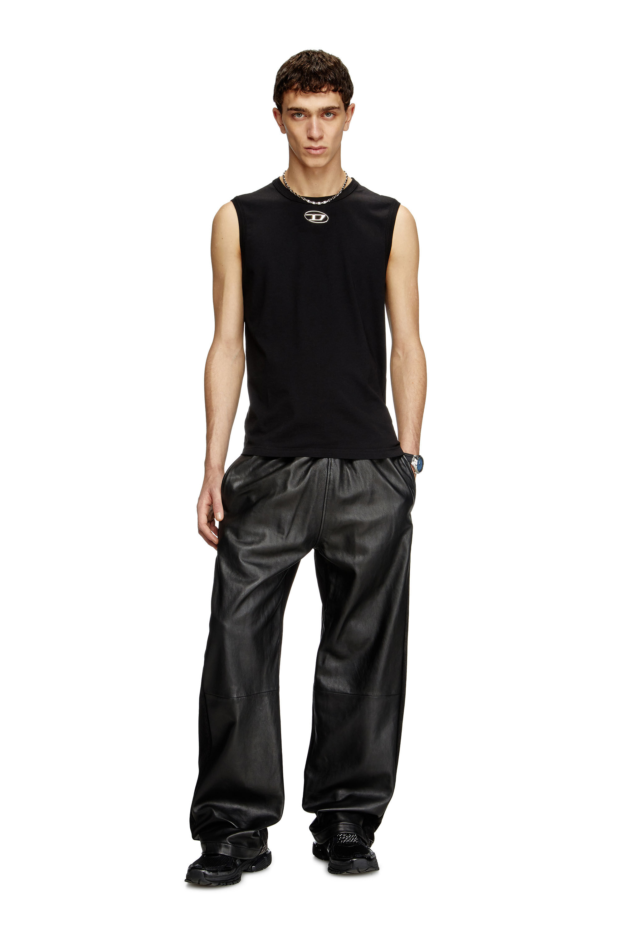 T-BISCO-OD Tank top with metallic Oval D｜ブラック｜メンズ