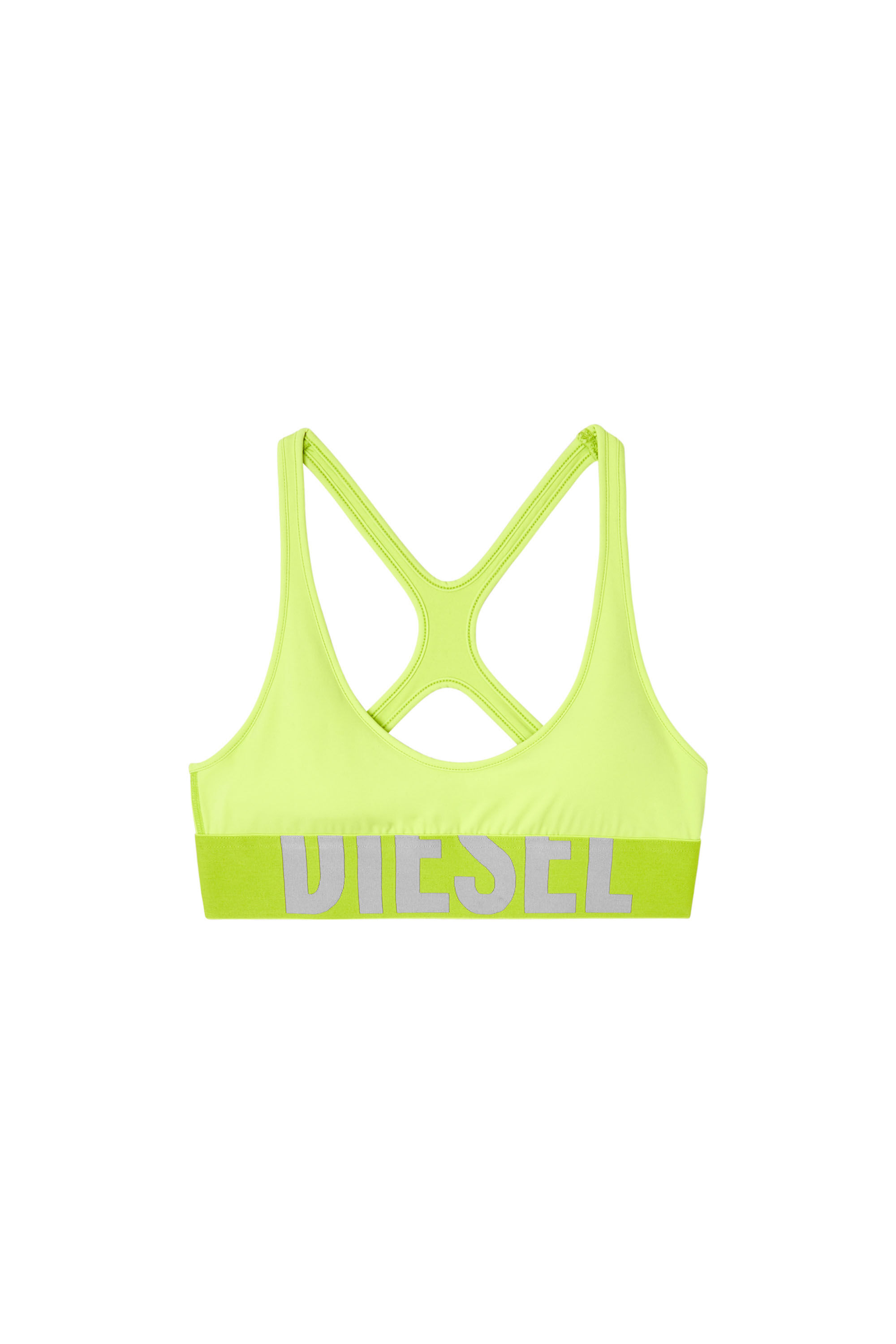Diesel - ALLISON-D-POP, Female's Microfibre sports bra with cut-off logo in 蛍光グリーン - 2