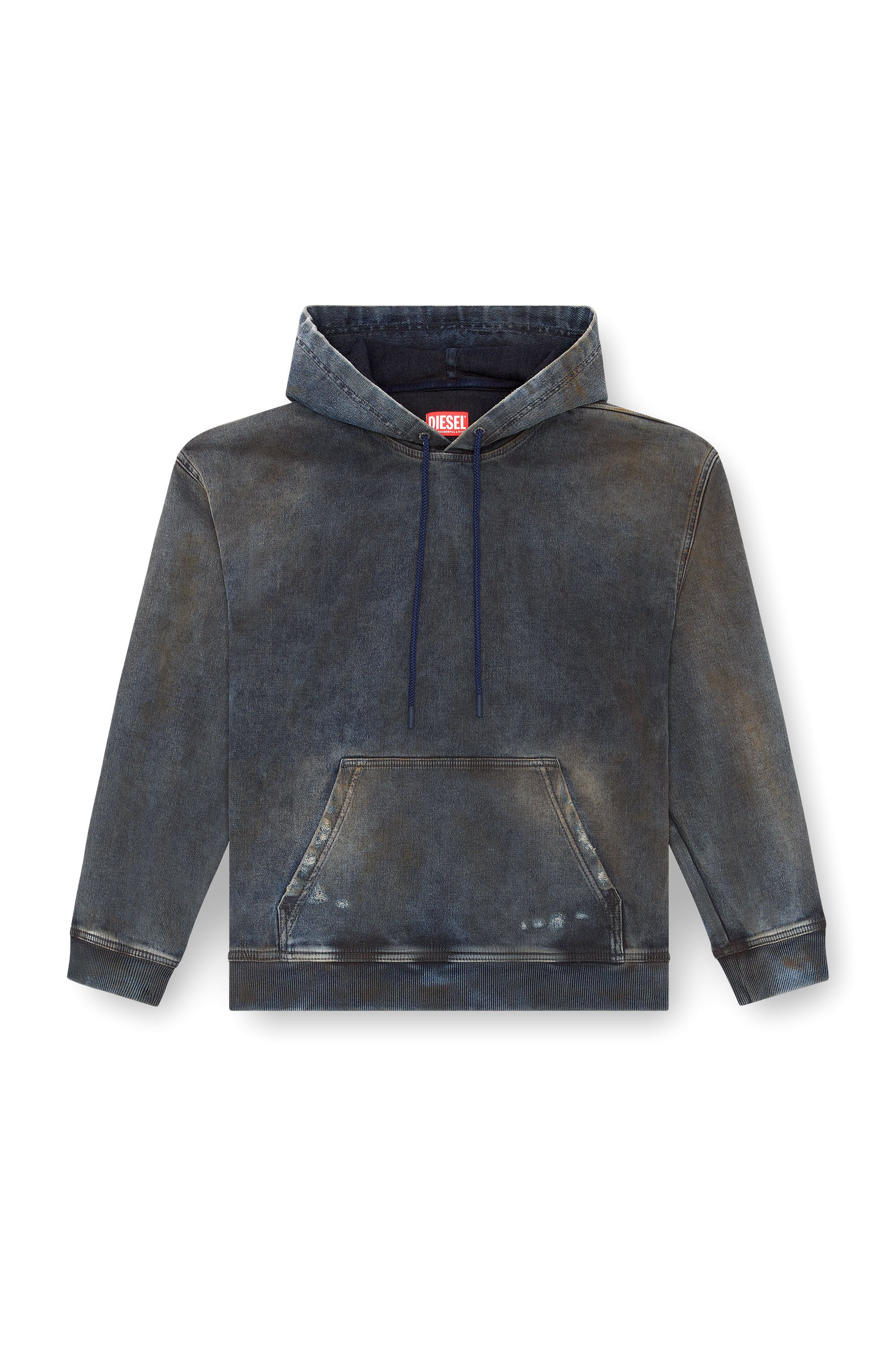 D-UM-RIB TRACK Sweatshirt in distressed Track Denim｜ブルー