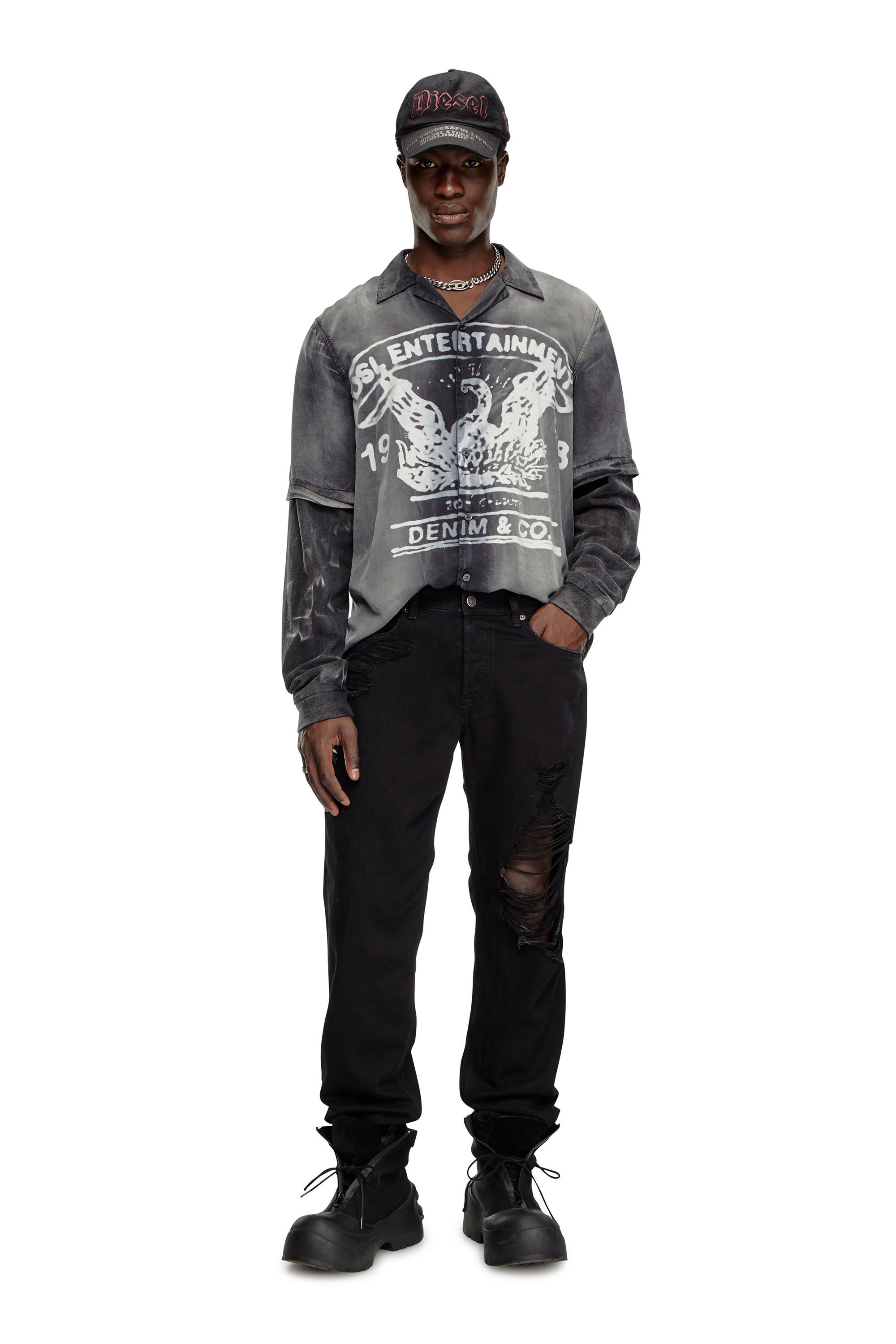 Diesel - Male's Regular Jeans 2023 D-Finitive 09K35, ブラック/ダークグレー - 1