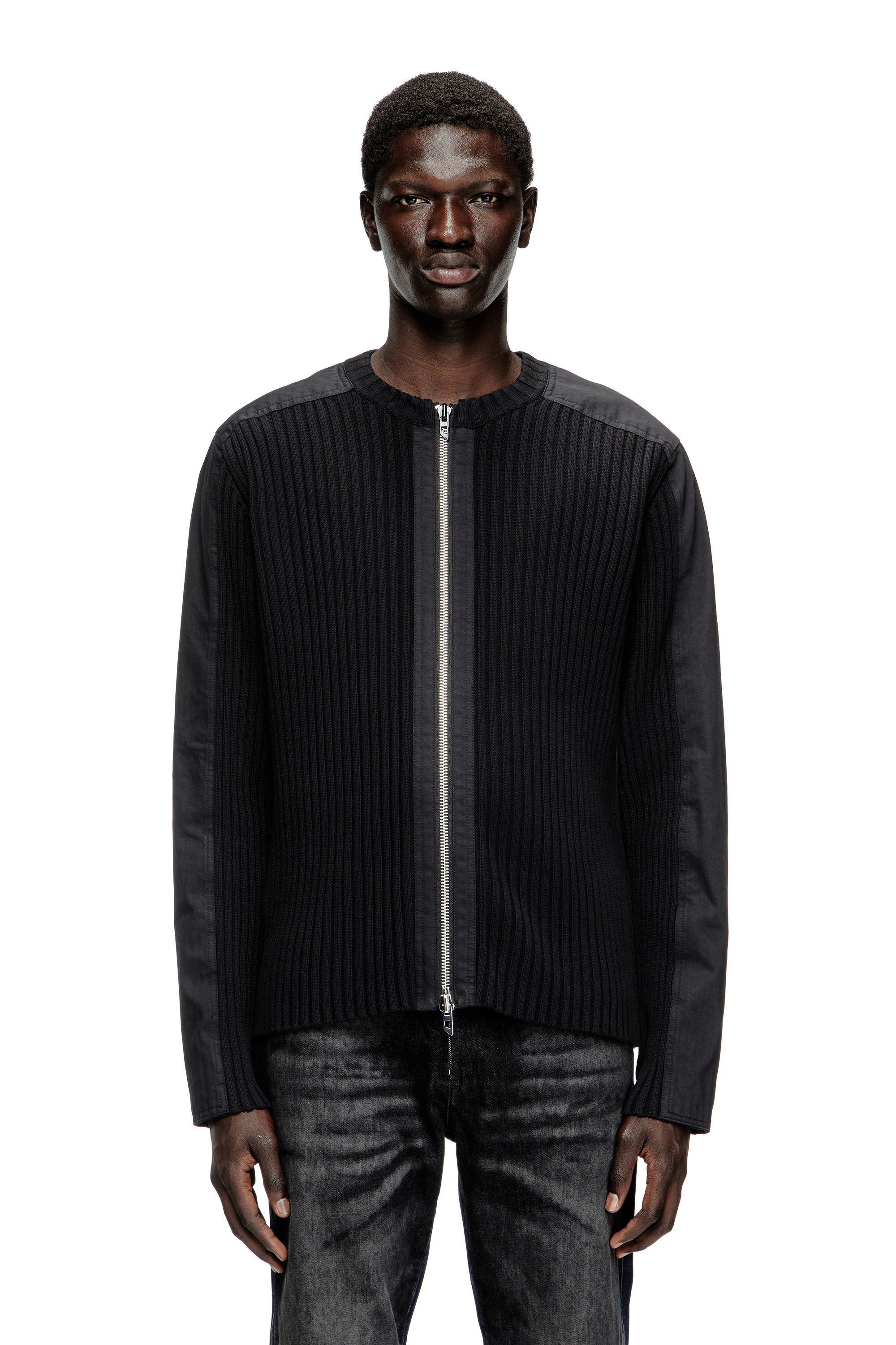 Diesel - K-MATTY, Male's Zipped cardigan with utilitarian panels in ブラック - 3