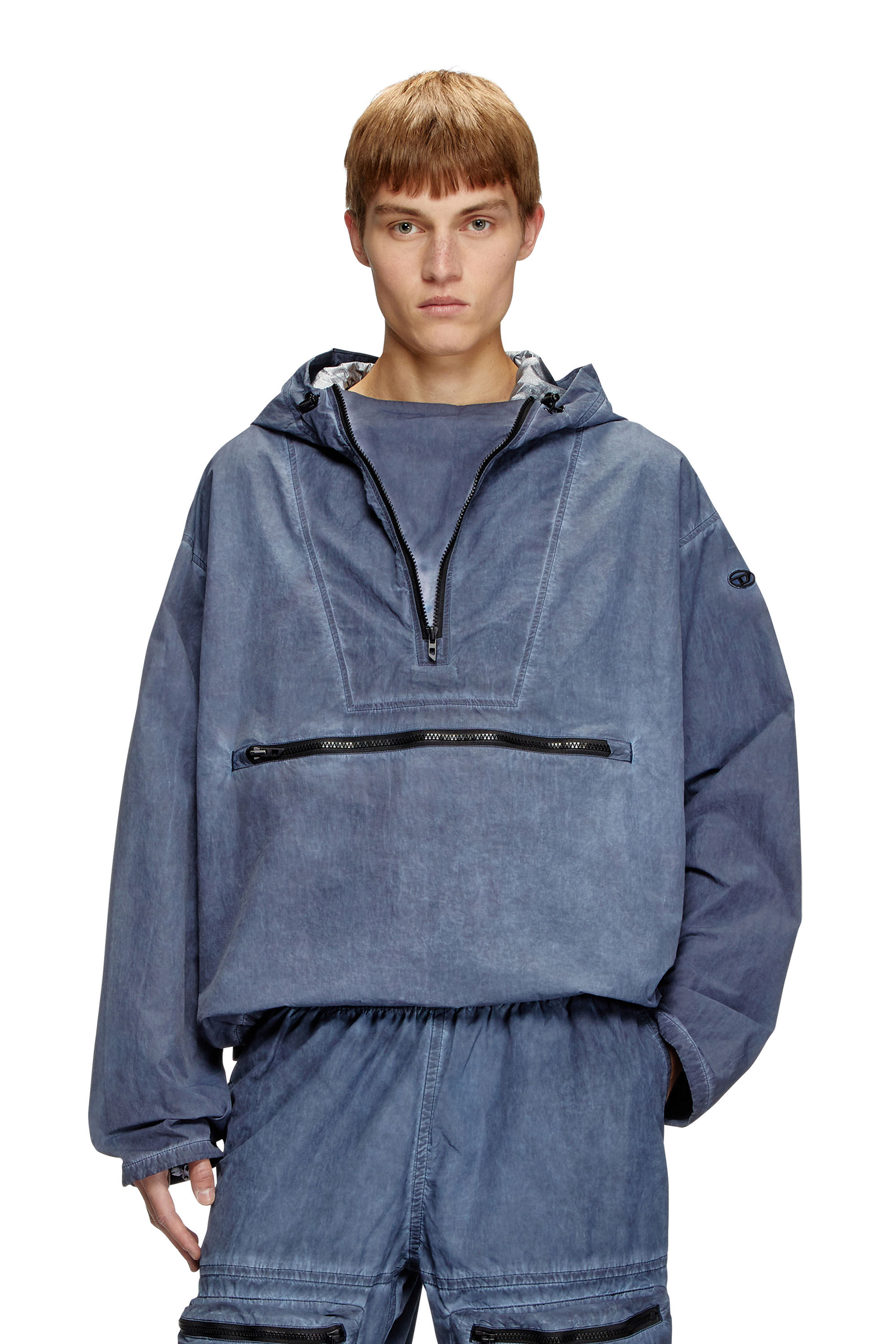 Diesel - J-NOODE-A, Male's Packable hooded anorak jacket in ブルー - 3