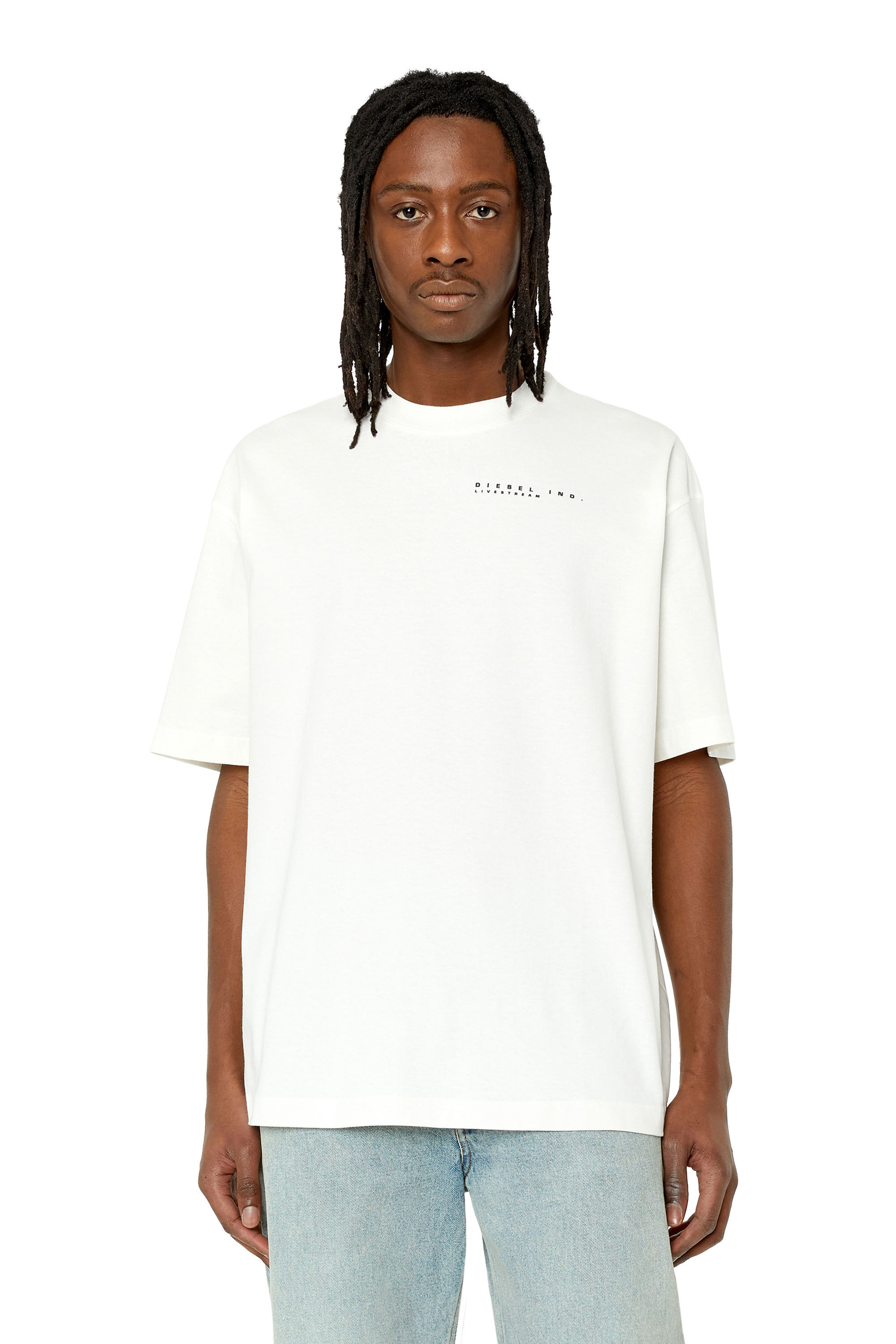 Diesel - T-WASH-G1, Male's Tシャツ バックプリント in ホワイト - 3
