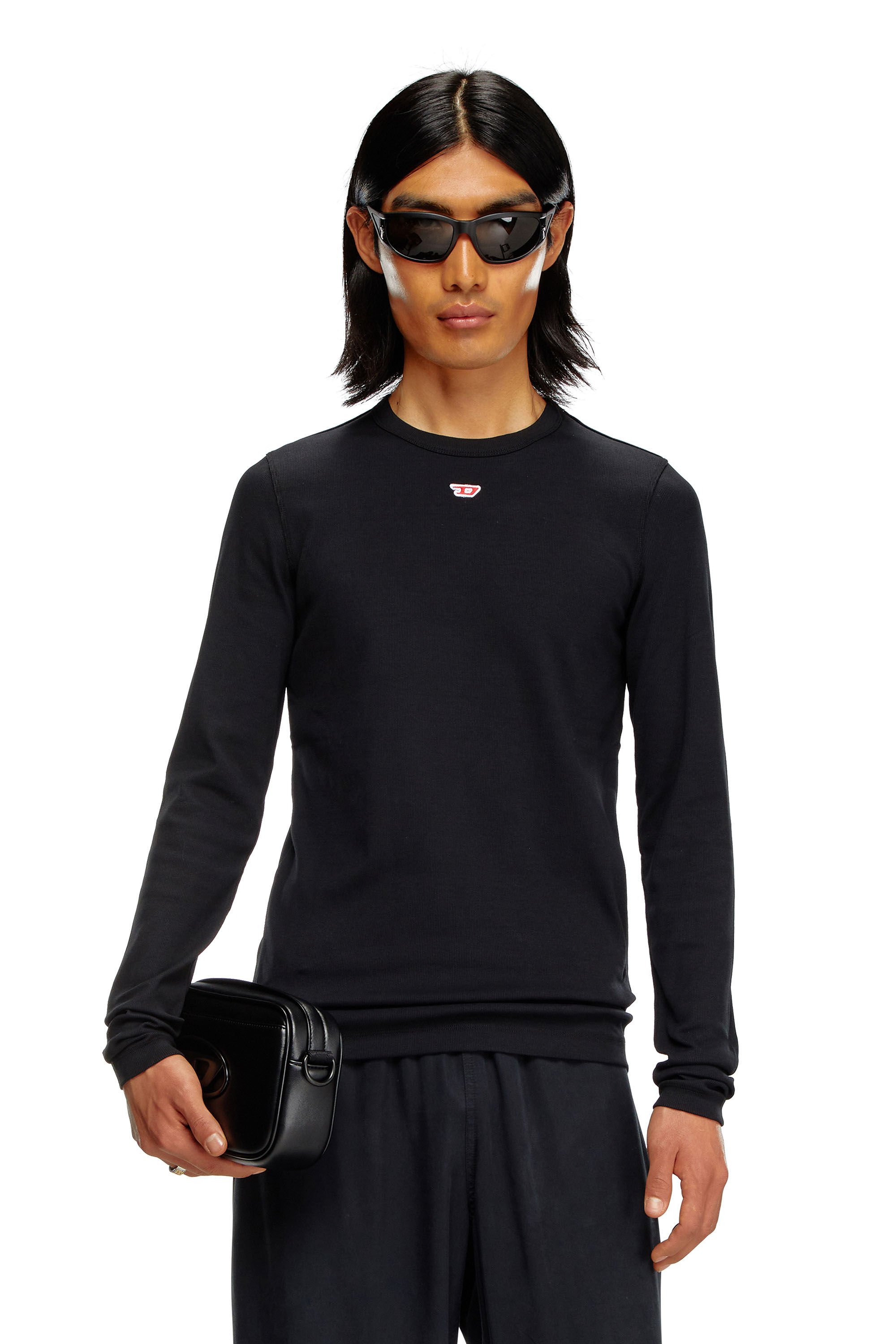 Diesel - D-RIBBER-LS-N, Male's 長そでレギュラーフィットアイコニックロゴ in ブラック - 3