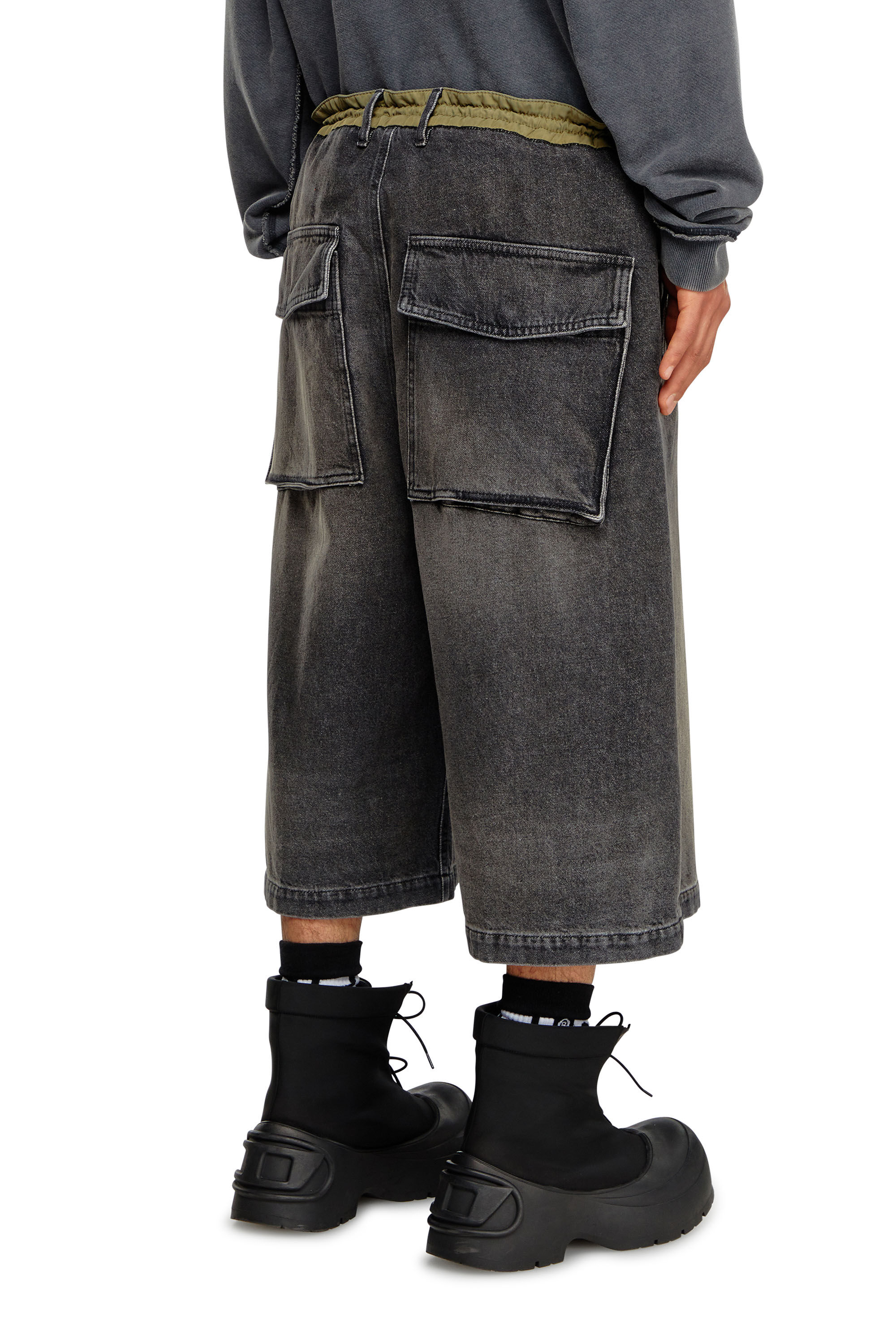 Diesel - D-ANDRE-SHORT-S, Male's Loose bermuda shorts in denim and nylon in ブラック - 5