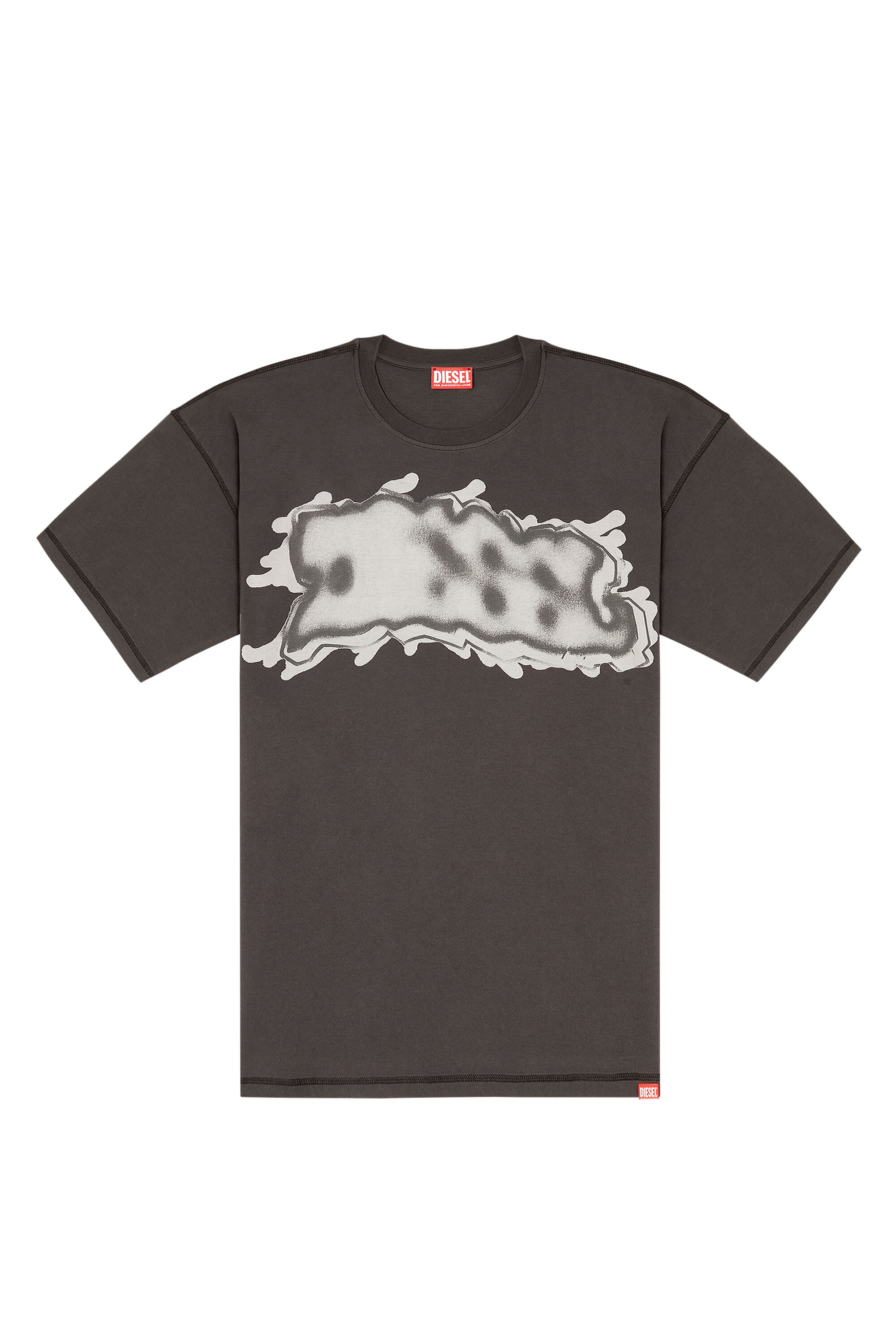 Diesel - T-LEONARD-IHBJ, Male's T-shirt with graffiti print in ダークグレー - 2