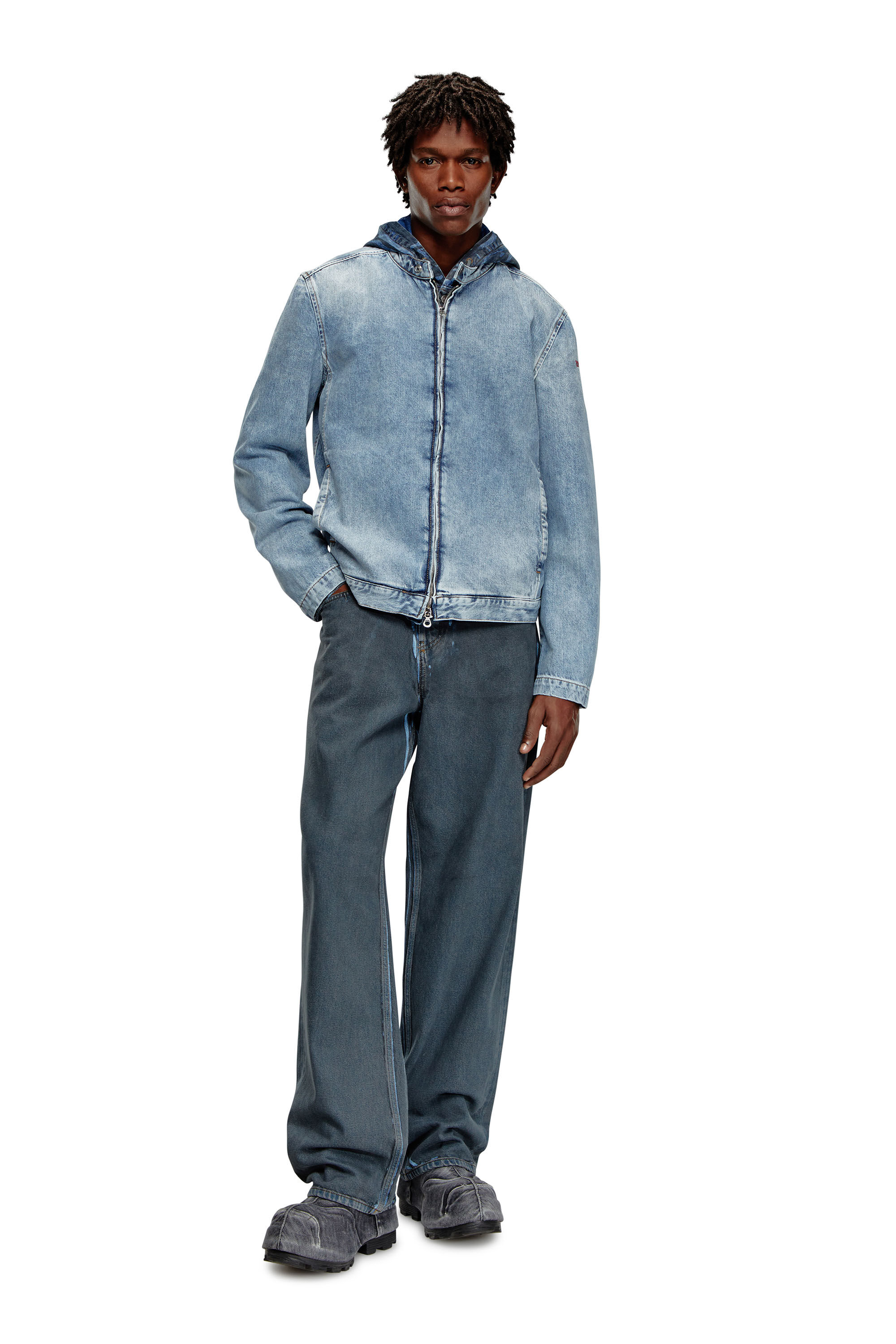 Diesel - D-GLORY, Male's Zipped jacket in denim in ライトブルー - 1