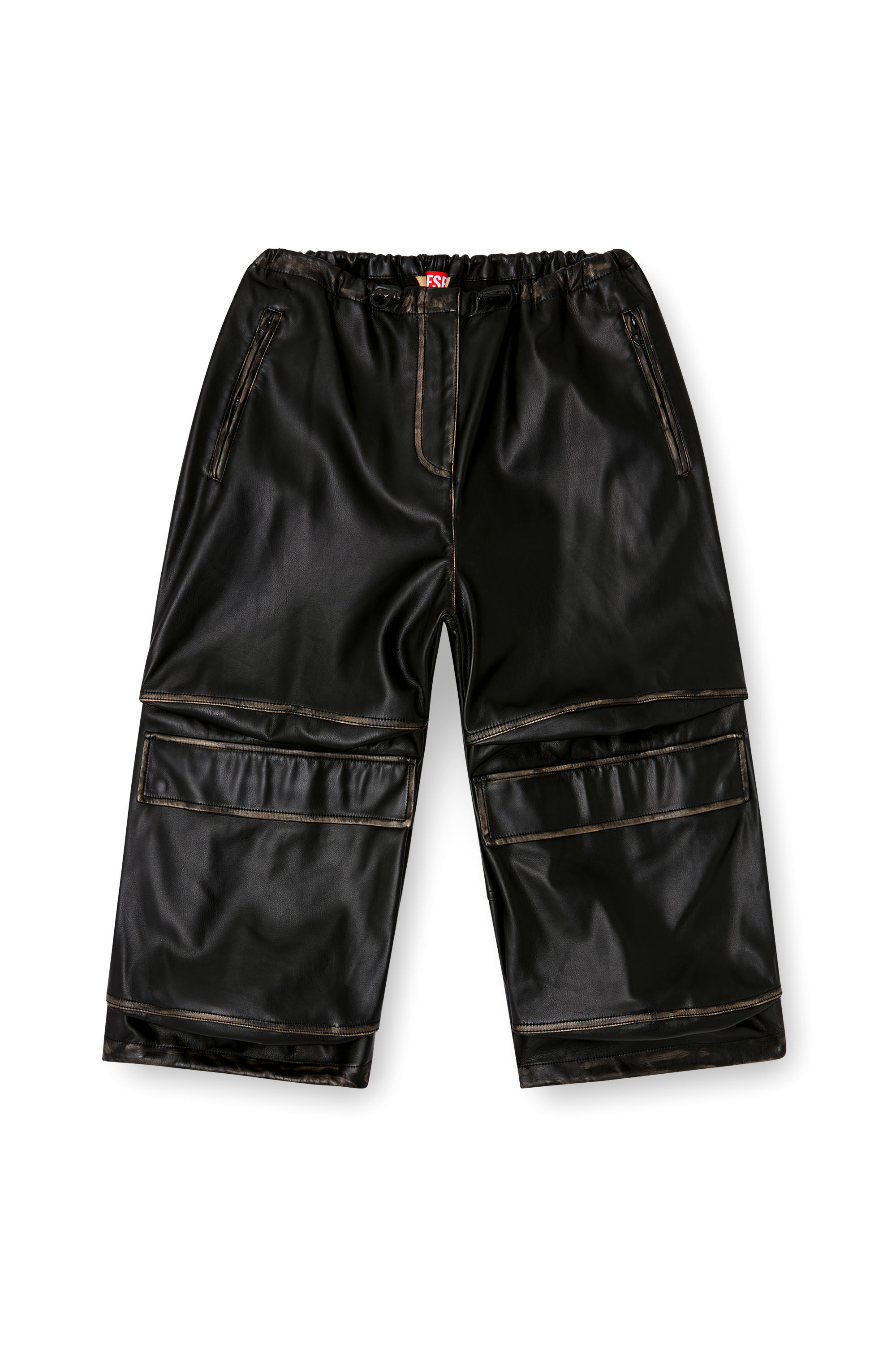 Diesel - P-DAYETZ-SHORT-FEM, Female's Pleather cargo Bermuda pants in ブラック - 2