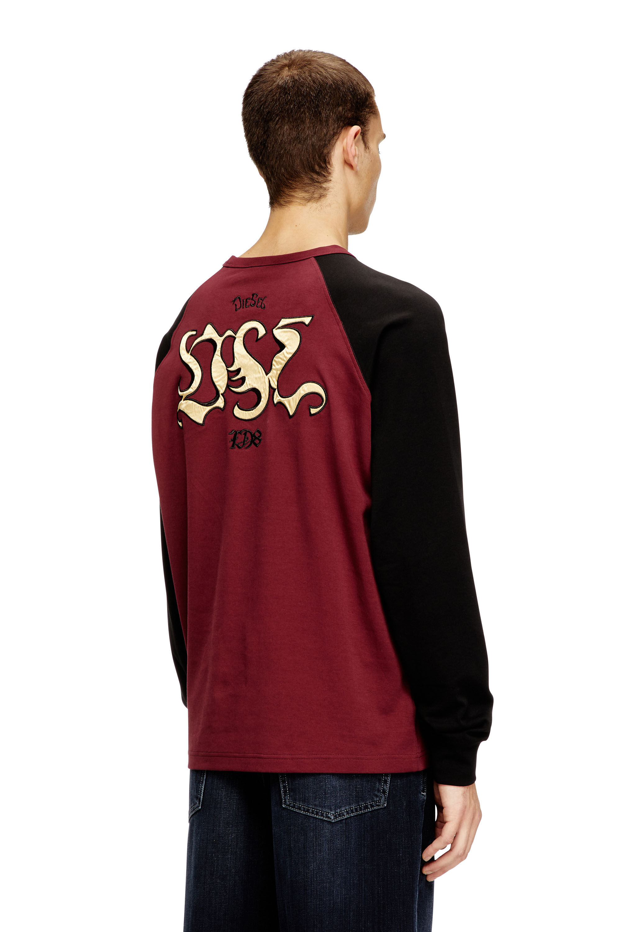 Diesel - T-NORM-LS-RAG-CP, Male's 長袖Tシャツ in ブラック/レッド - 4