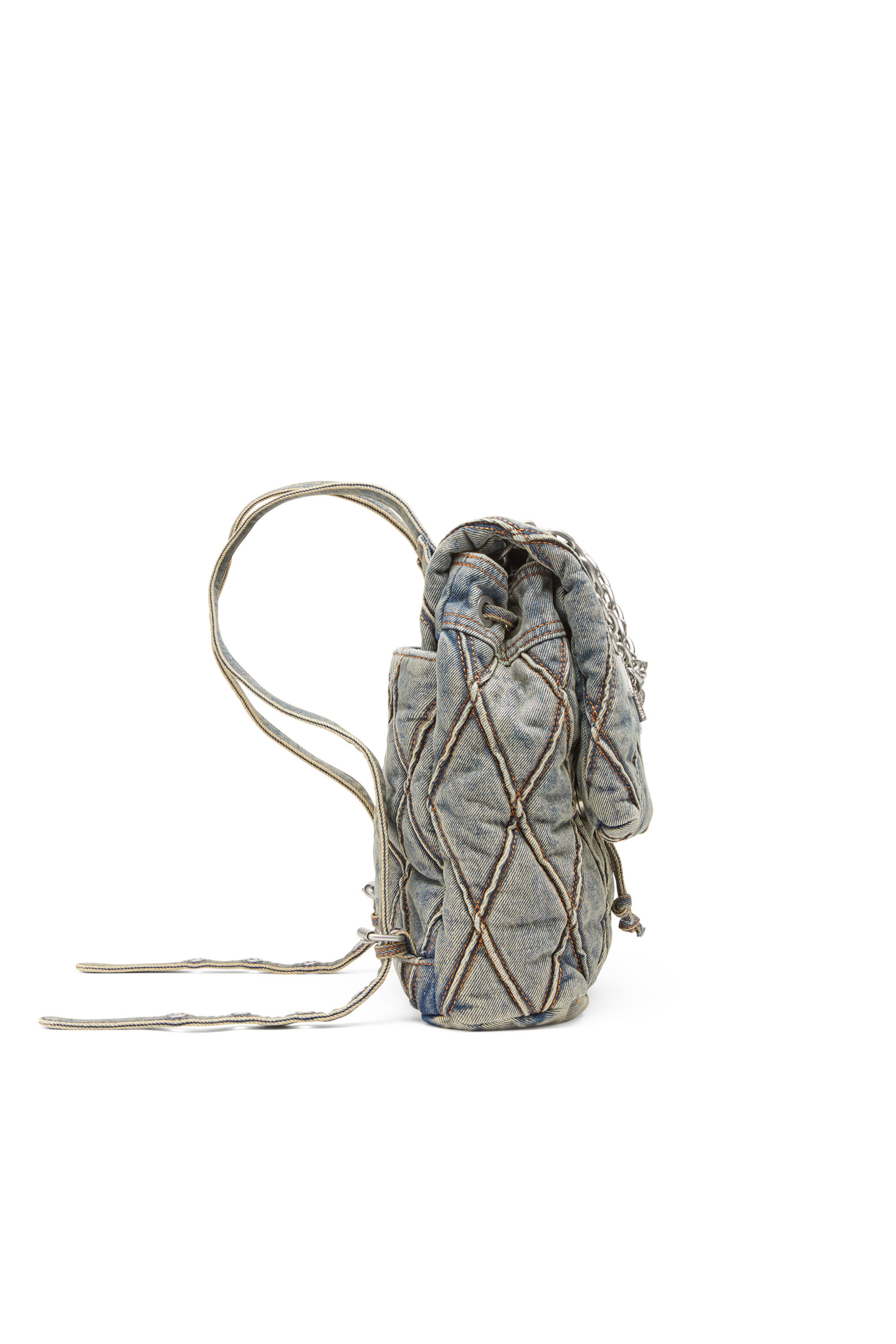 Diesel - CHARM-D BACKPACK S, Female's Charm-D S-Backpack in Argyle quilted denim in ブルー - 4