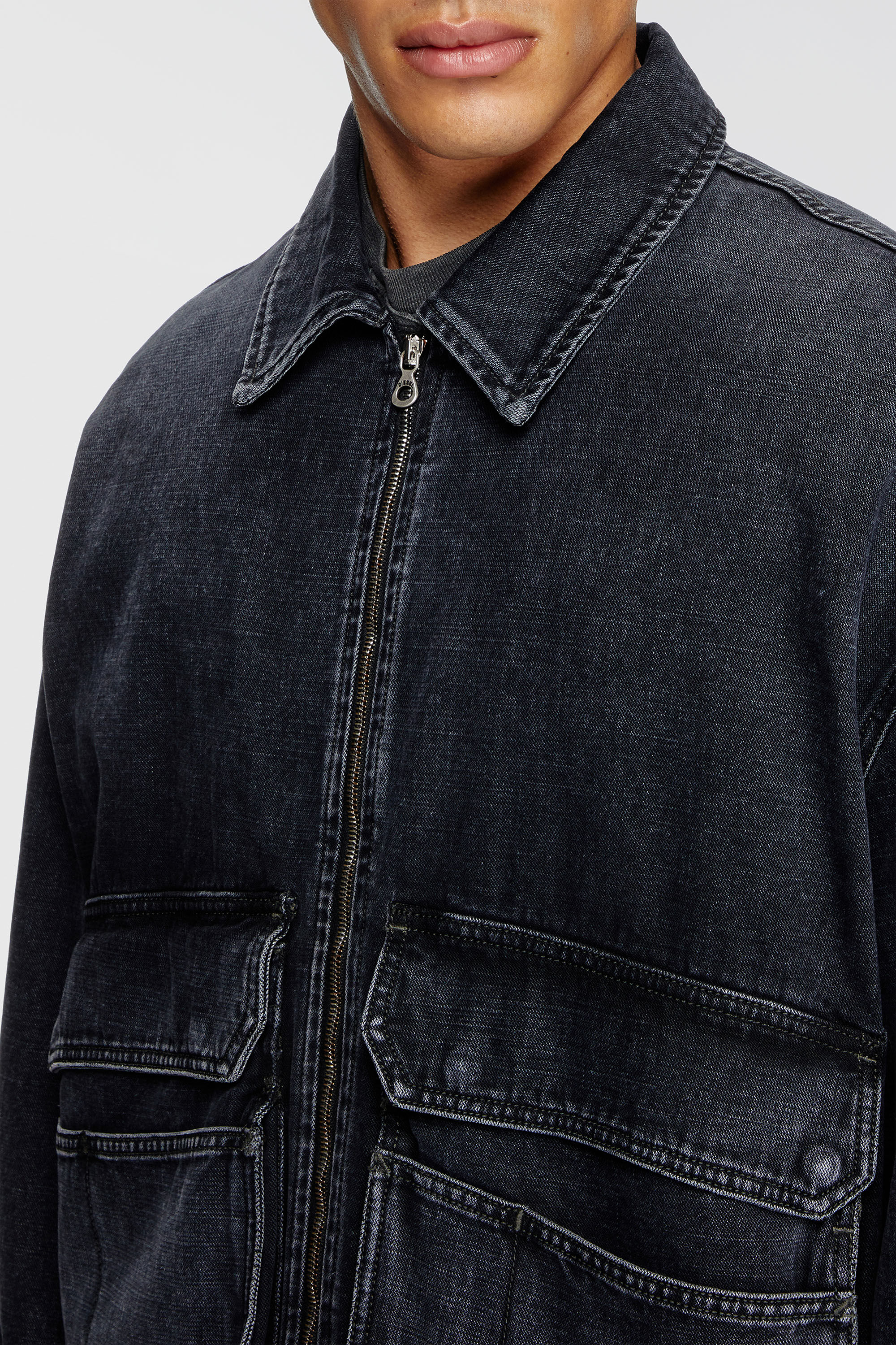 Diesel - D-KURZ, Unisex's Jacket in batavia-weave denim in ブラック - 4