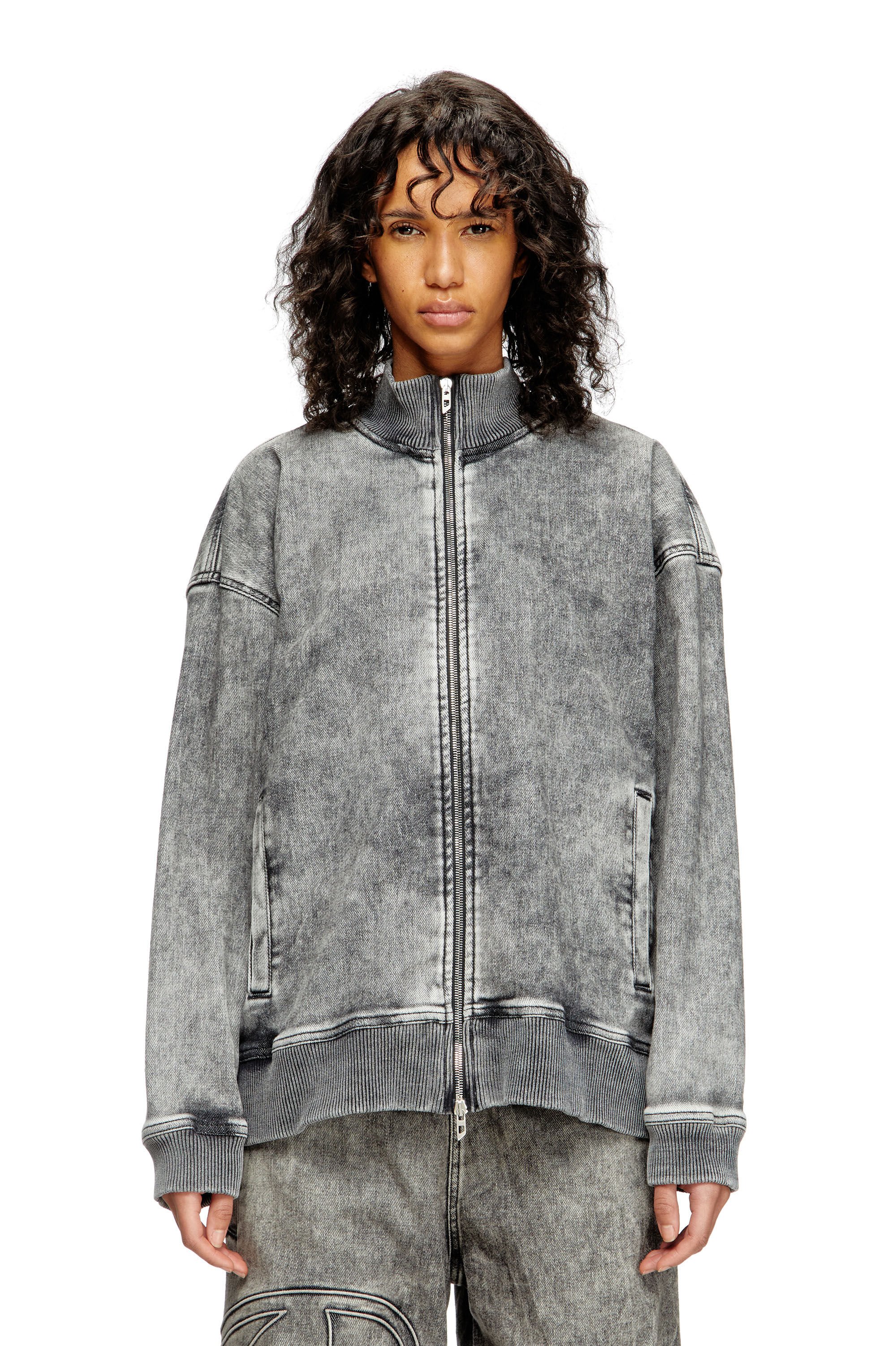 スーパーセール期間限定 Track TRACK D-CARLY-S Denim D Oval with sweater zip-up トップス