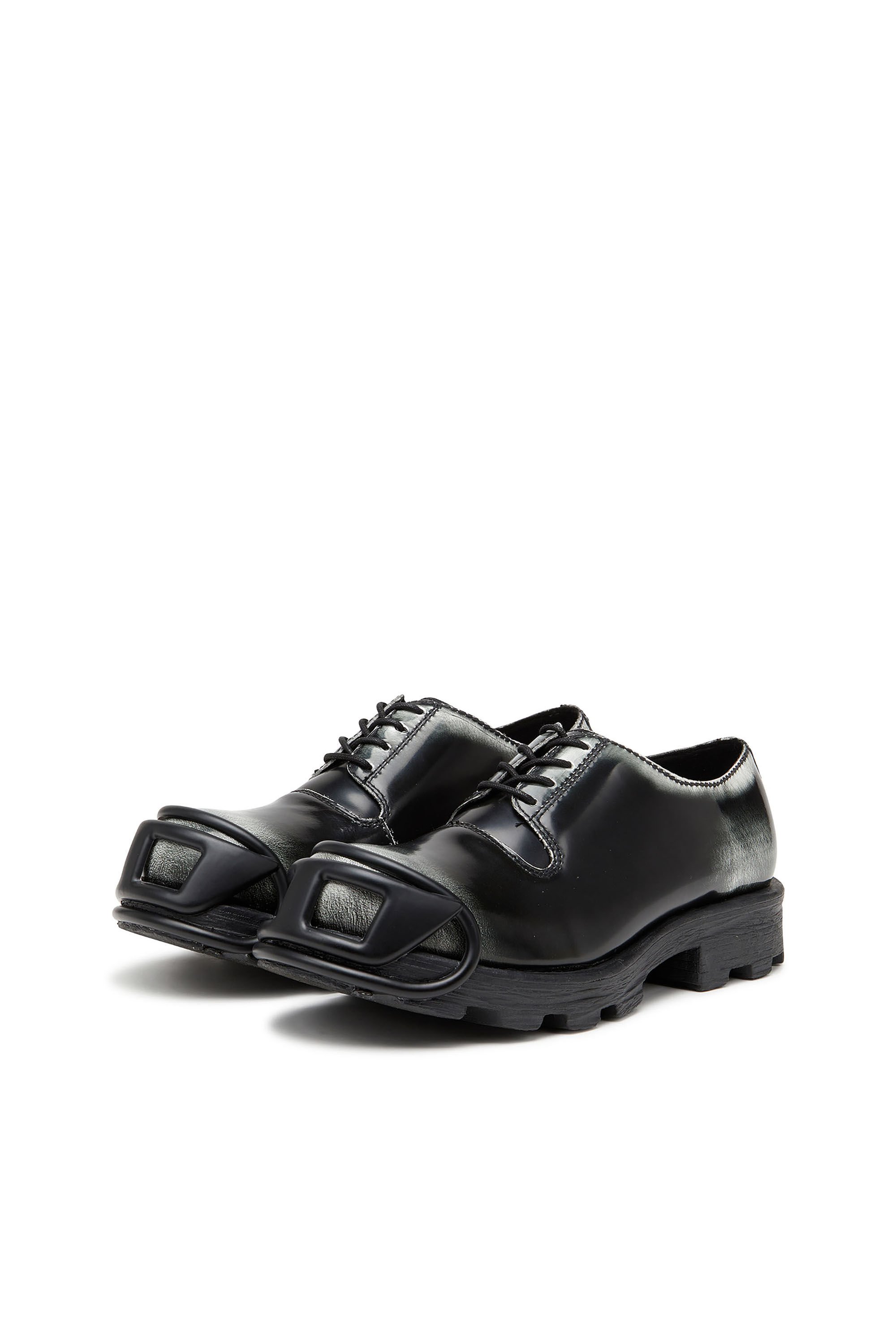 Diesel - D-HAMMER SO D, Male's D-Hammer-Derby shoes in shiny two-tone leather in ブラック/ホワイト - 8