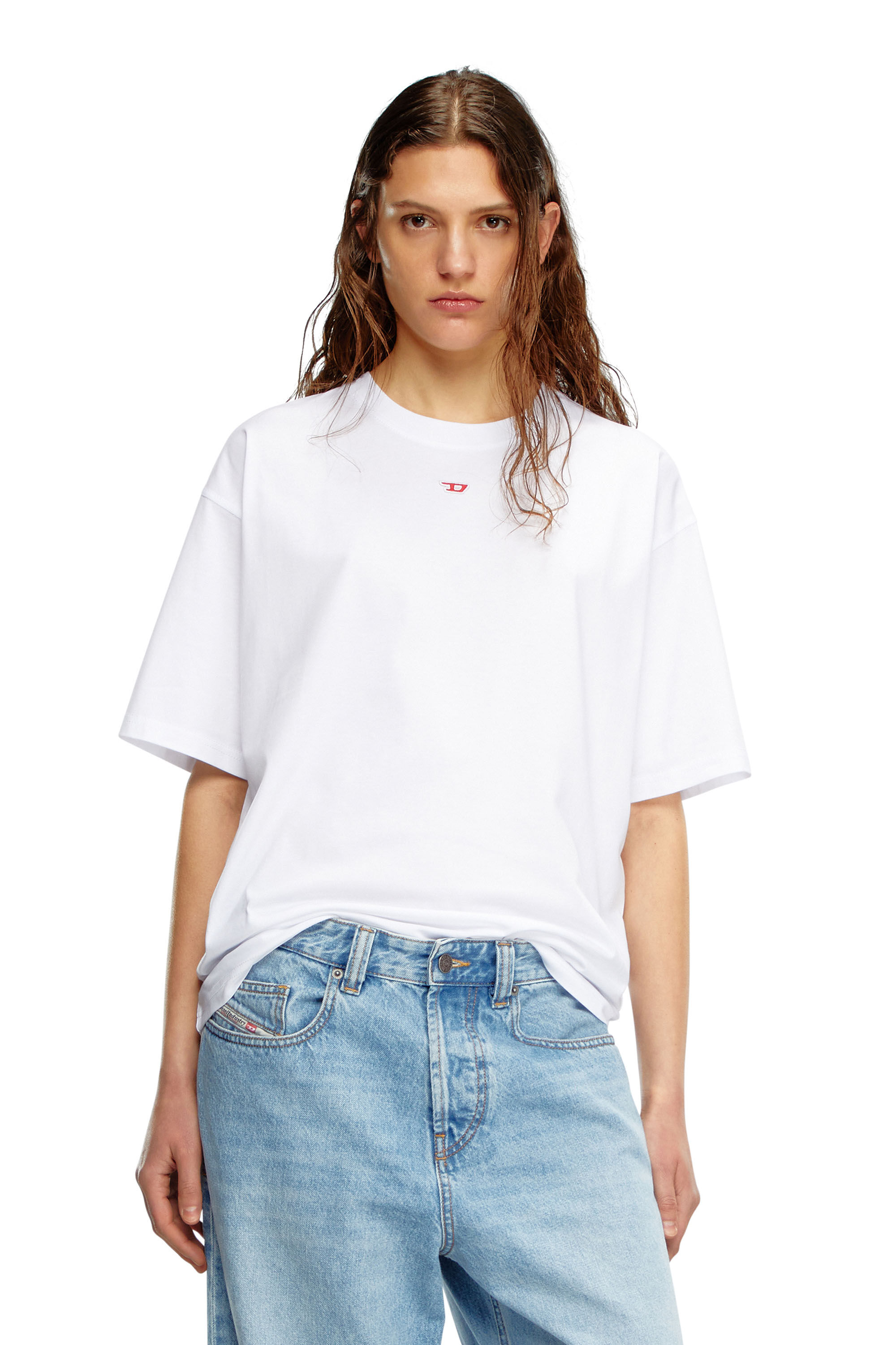 Diesel - T-BOXT-D, Unisex's T-shirt with embroidered D patch in ホワイト - 5