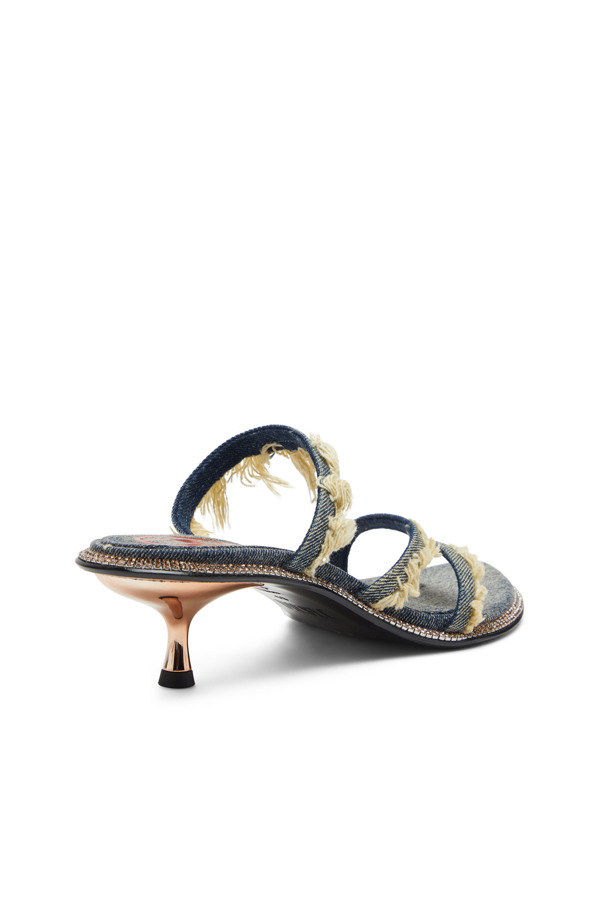 Diesel - D-HAVANNA KITTIE, Female's D-Havanna Kittie-Frayed-denim mules with crystals in ブルー - 6