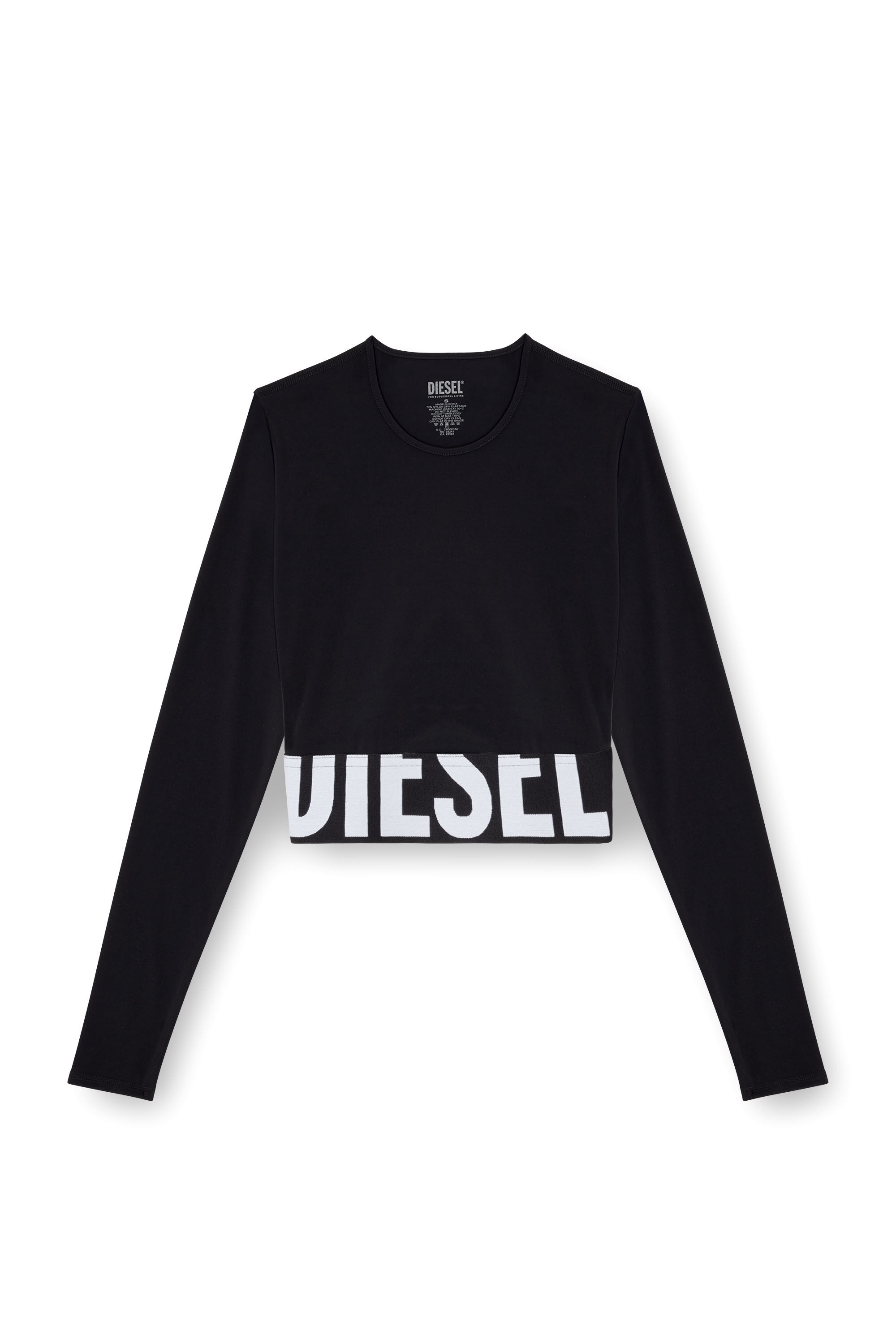 Diesel - MELISSA-D-POP, Female's Microfibre crop top with cut-off logo in ブラック - 2