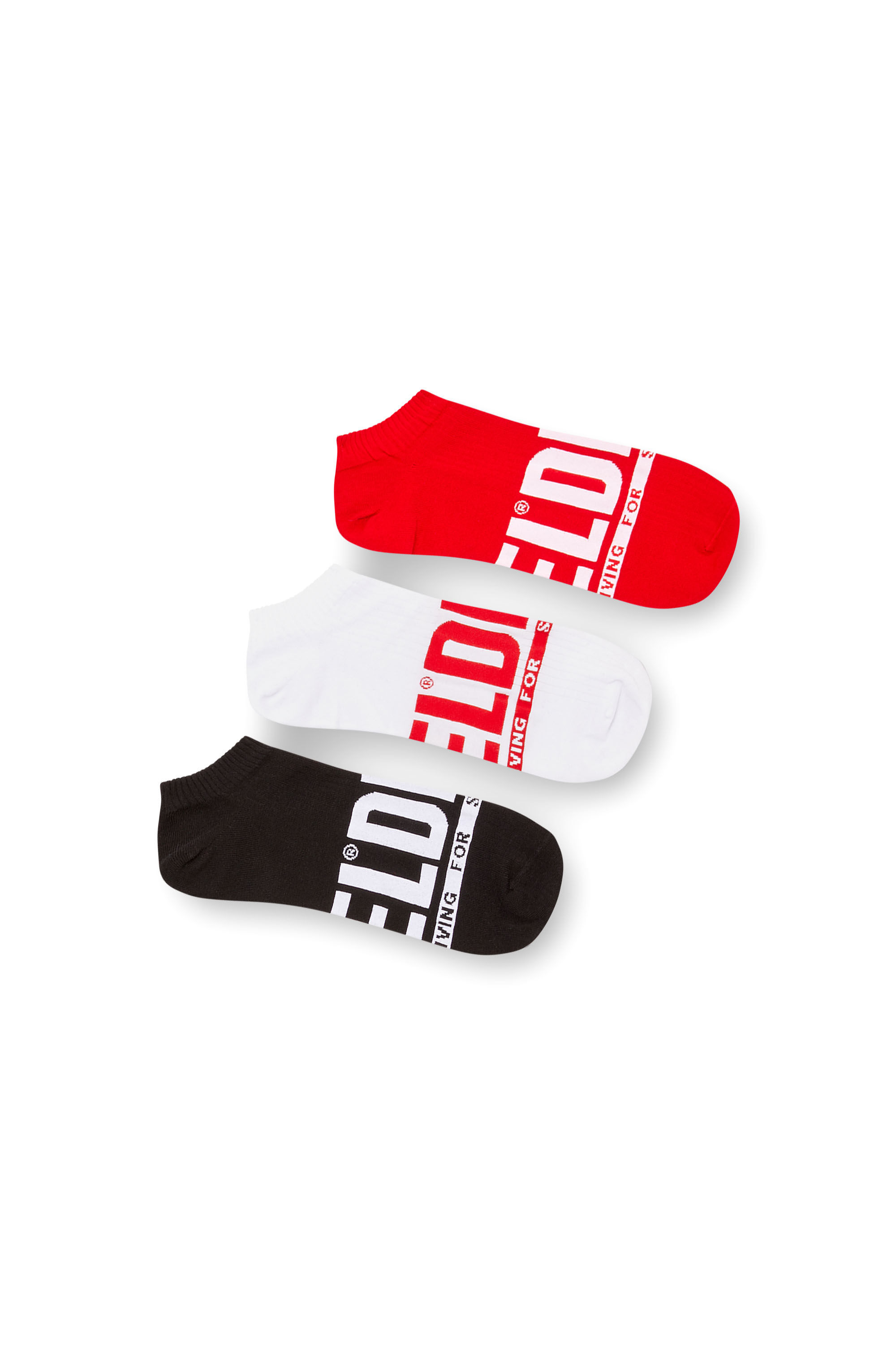 Diesel - SKM-GOST-THREEPACK, Male's 3-pack low-cut logo socks in レッド/ホワイト - 1