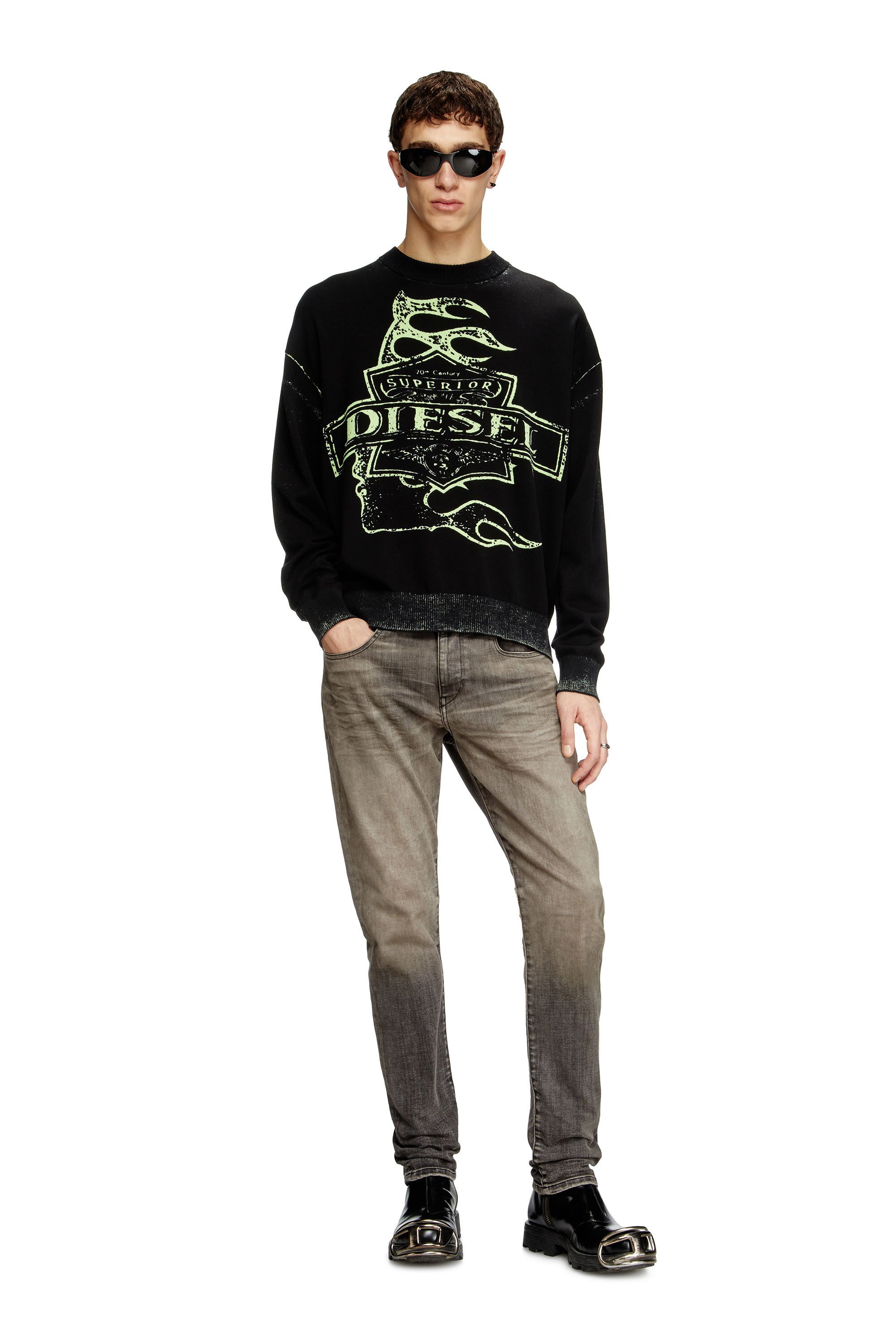 Diesel - K-BELEZ, Male's Reverse-print logo jumper in ブラック - 1