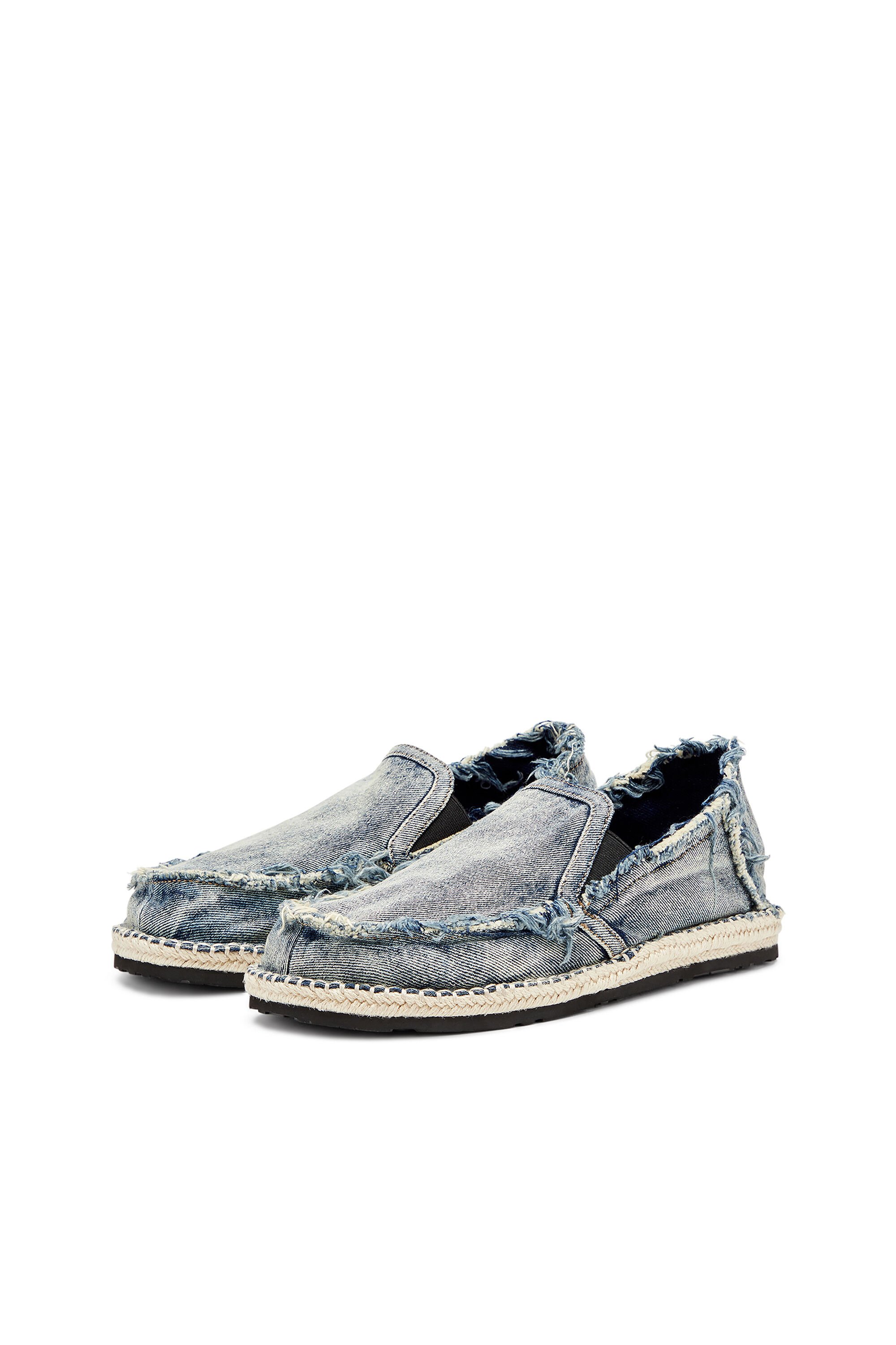 Diesel - D-LUKAS ESP, Male's D-Lukas-Espadrille loafers in distressed denim in ライトブルー - 8