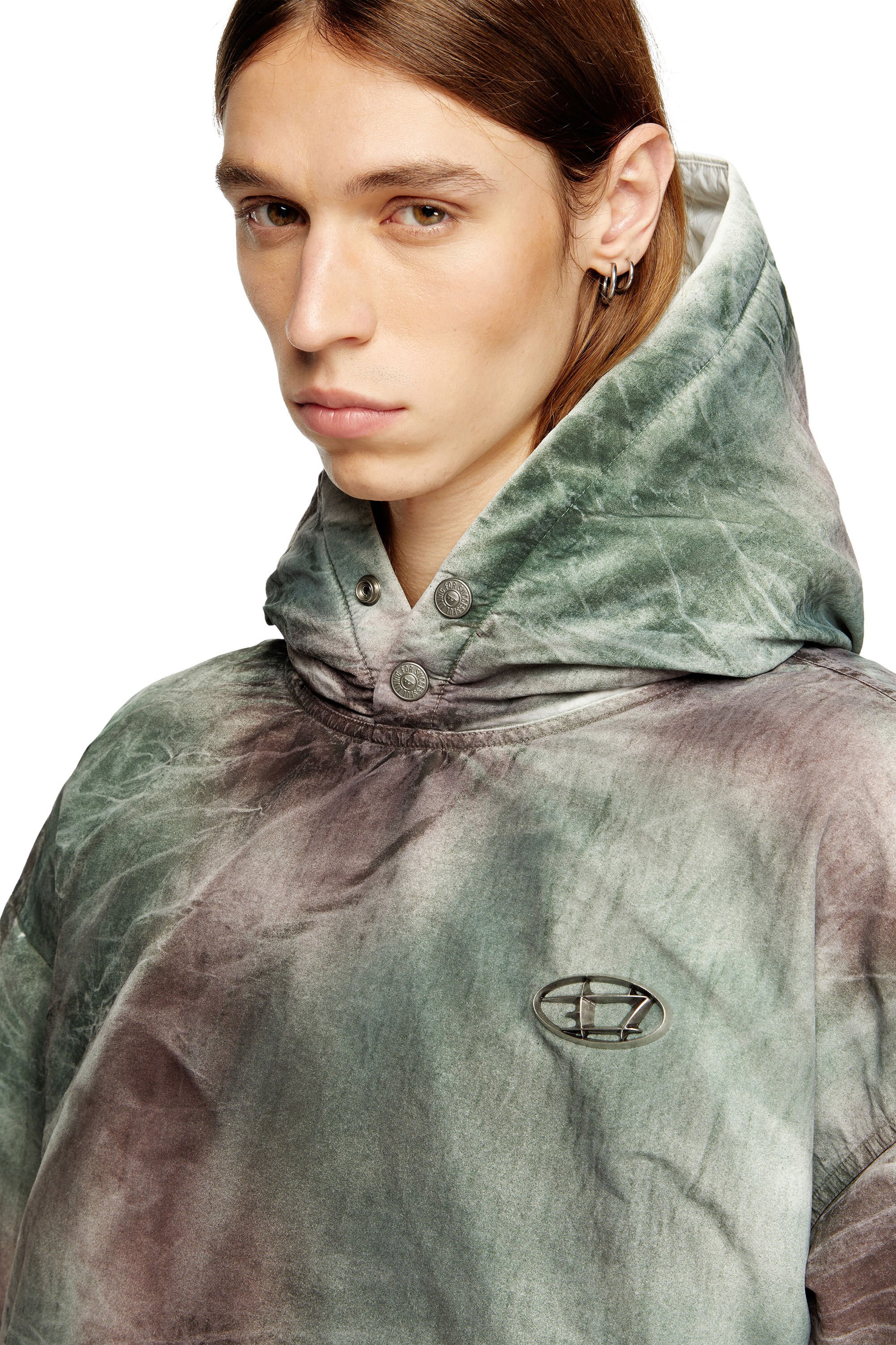 Diesel - W-THUG-JKT-PUFFY, Unisex's Puffy hooded jacket in camo nylon in ブラウン/グリーン - 4