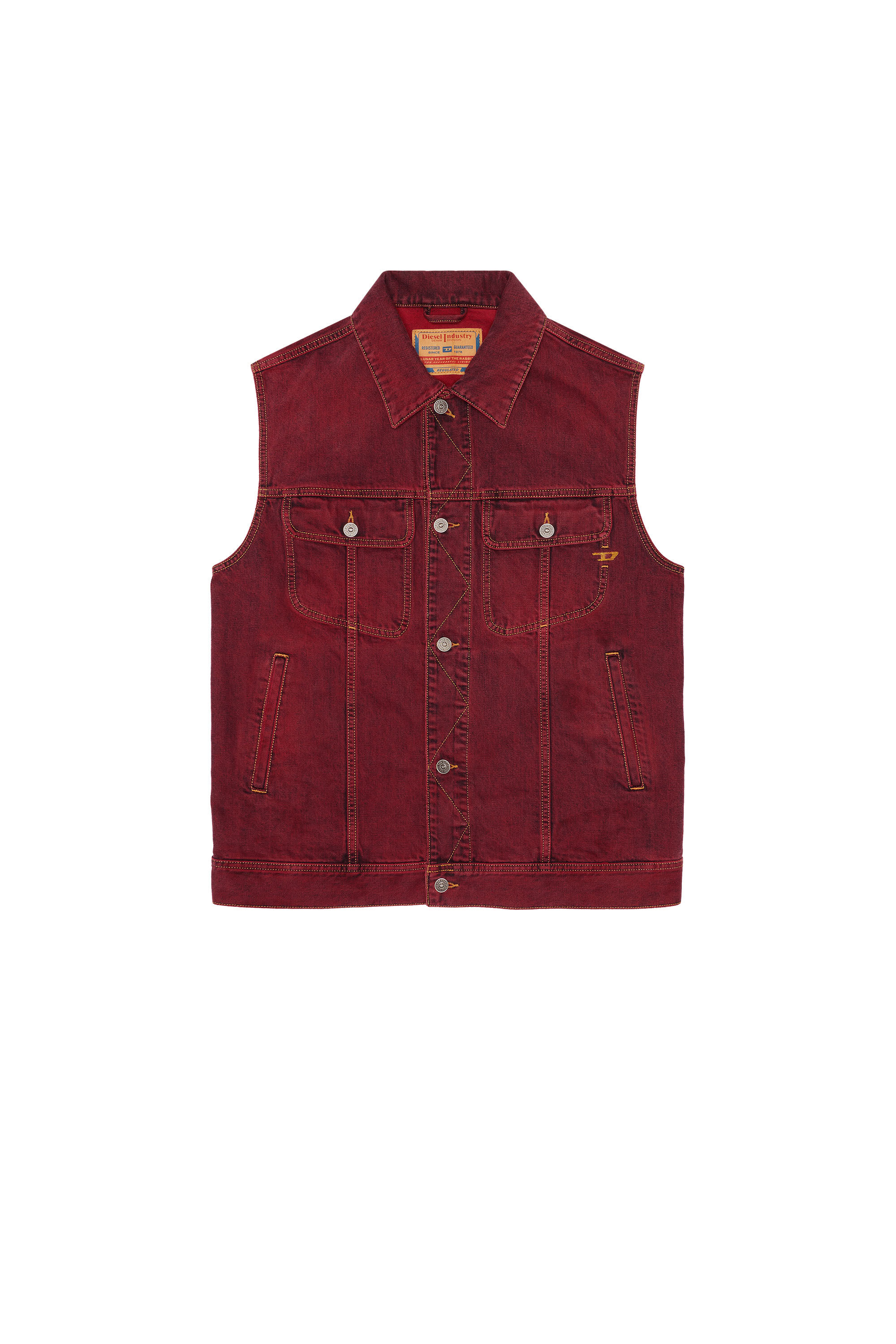CL-D-BARCY-SM Regular-fit sleeveless trucker jacket｜レッド｜メンズ｜DIESEL