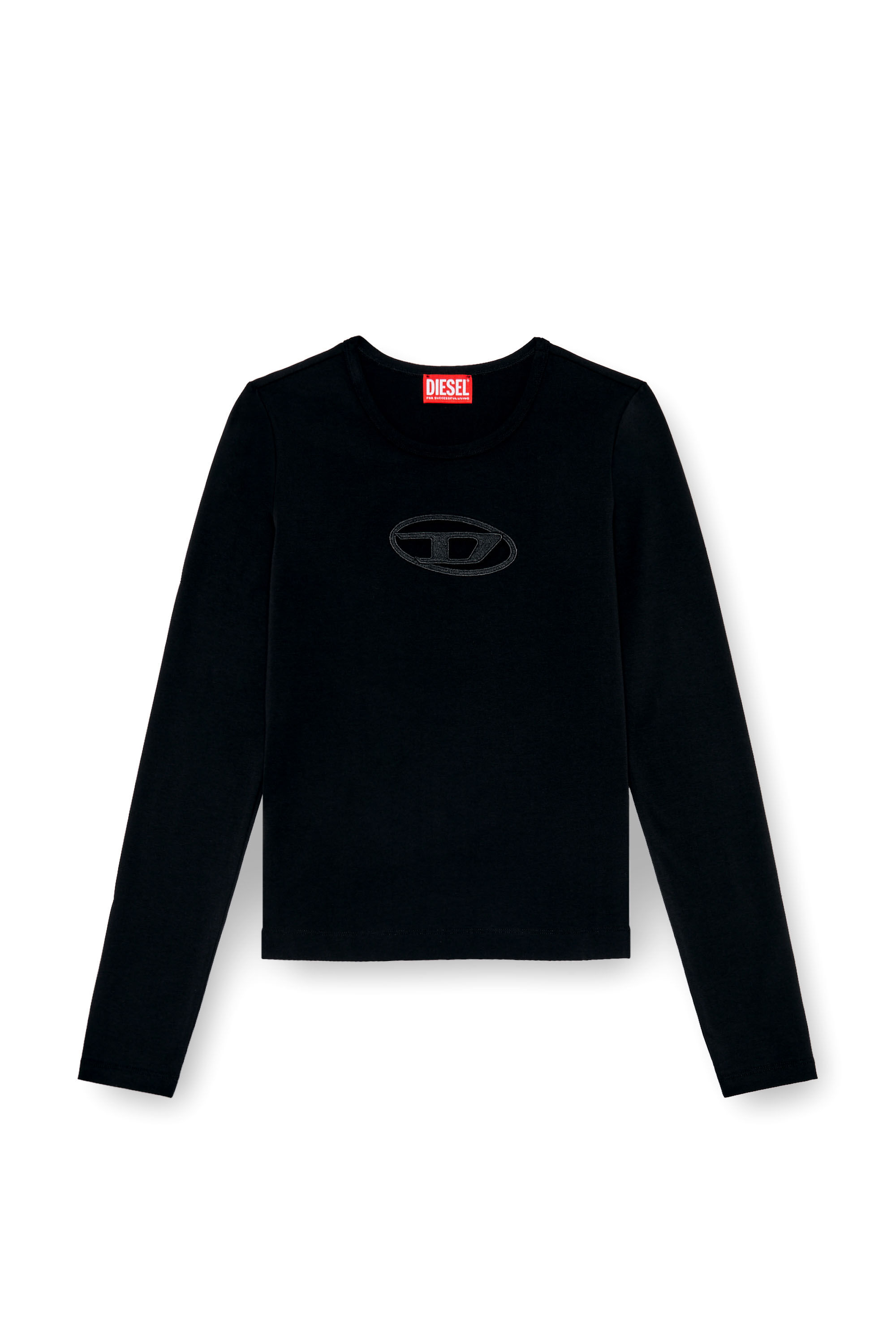 Diesel - T-ANGIE-LS, Female's 長袖TシャツトップスDロゴ in ブラック - 2
