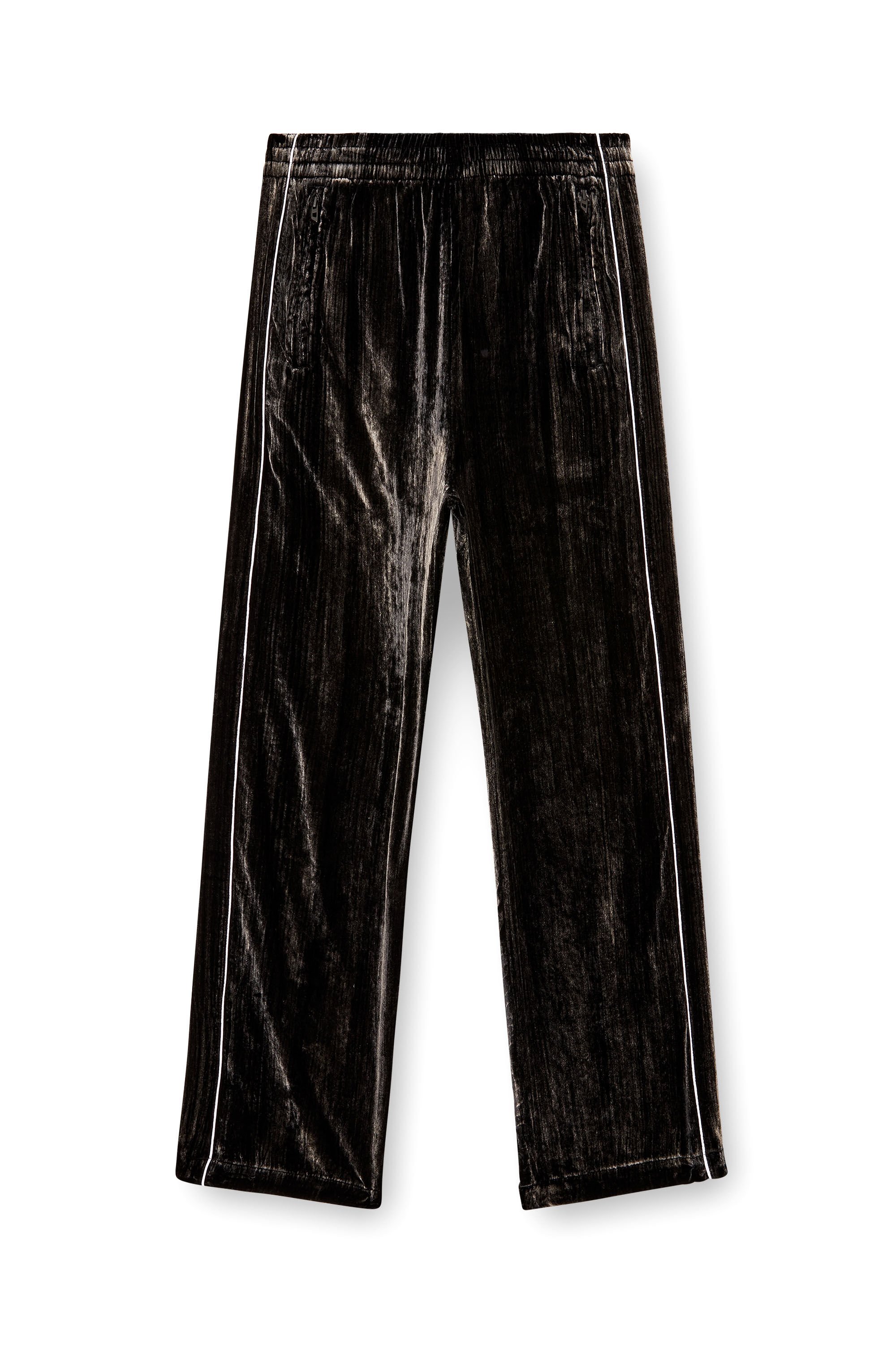 Diesel - P-HAY, Male's Track pants in treated velvet in ブラック/ホワイト - 4