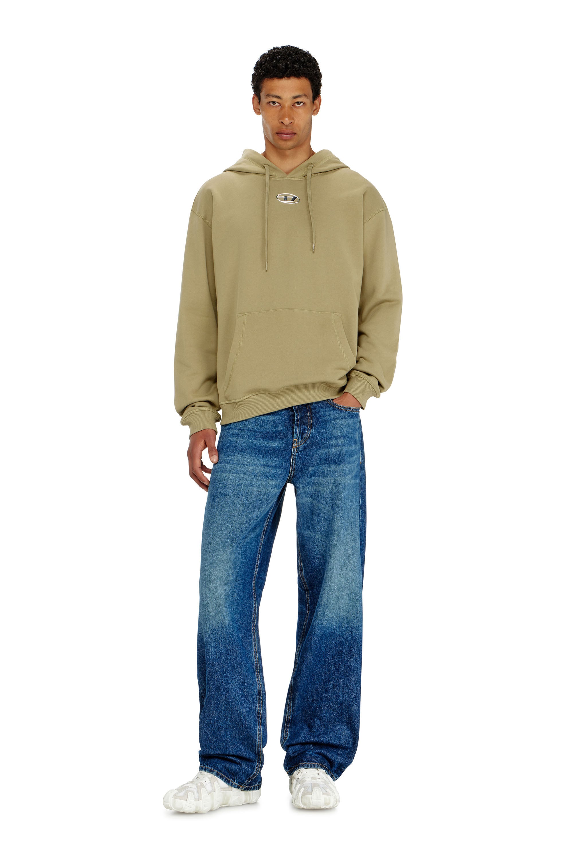 Diesel - S-NORM-HOOD-IOD, Male's プルオーバーパーカー in オリーブグリーン - 1