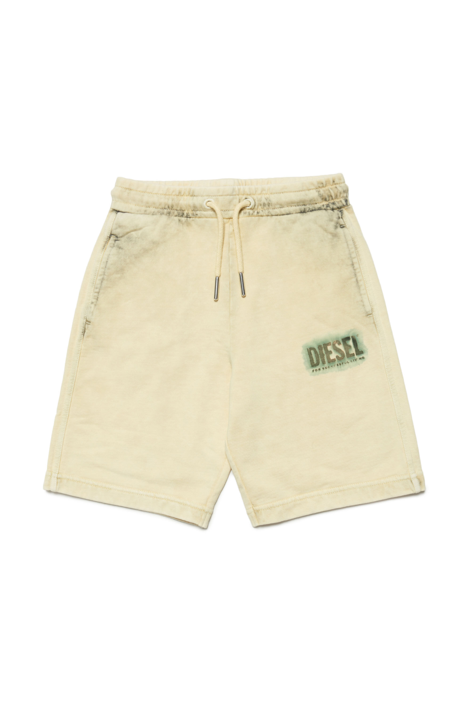 Diesel - PFERTY, Male's キッズ ショートパンツ スウェット ヴィンテージ加工 in Yellow - 1
