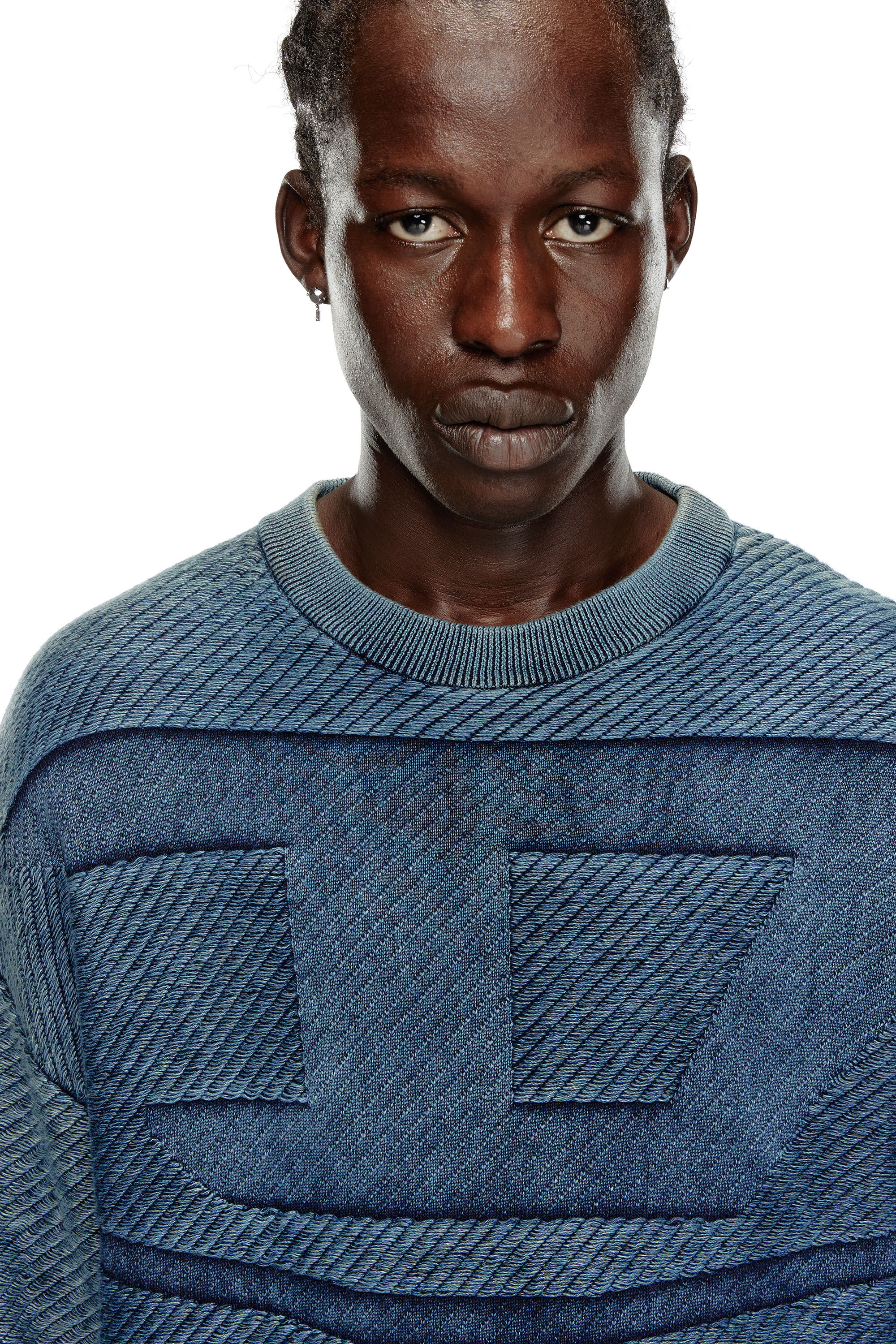 K-KLEVERY Denim-effect jumper in cotton｜ブルー｜メンズ｜DIESEL