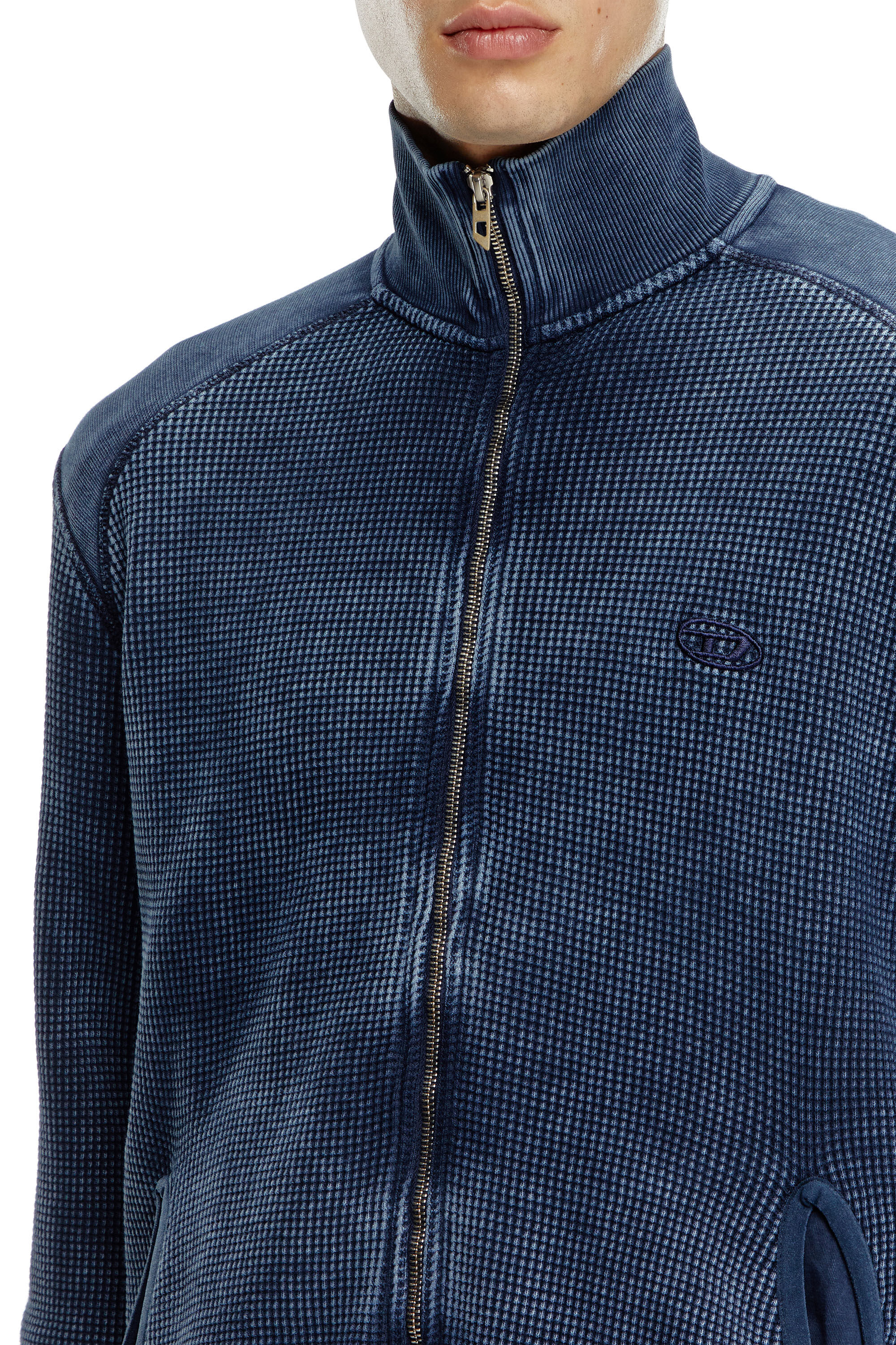S-WAFCOOL-ZIP-LS Track jacket in waffle jersey｜ブルー