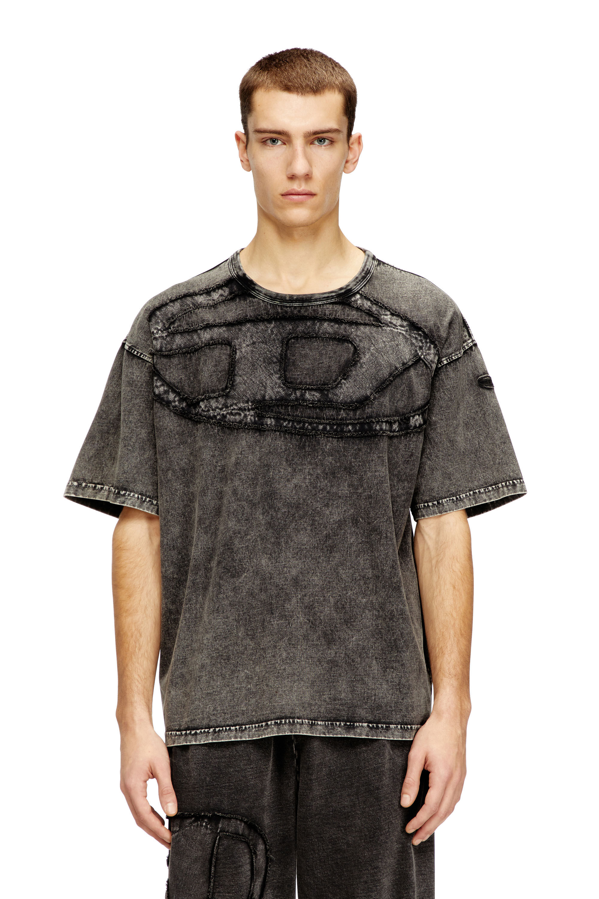 DIESEL ダークグレー ボタン付きTシャツ　T-HOLDY ベルト付き クルーネックTシャツ t-boxt-den｜ディーゼル公式オンラインストア