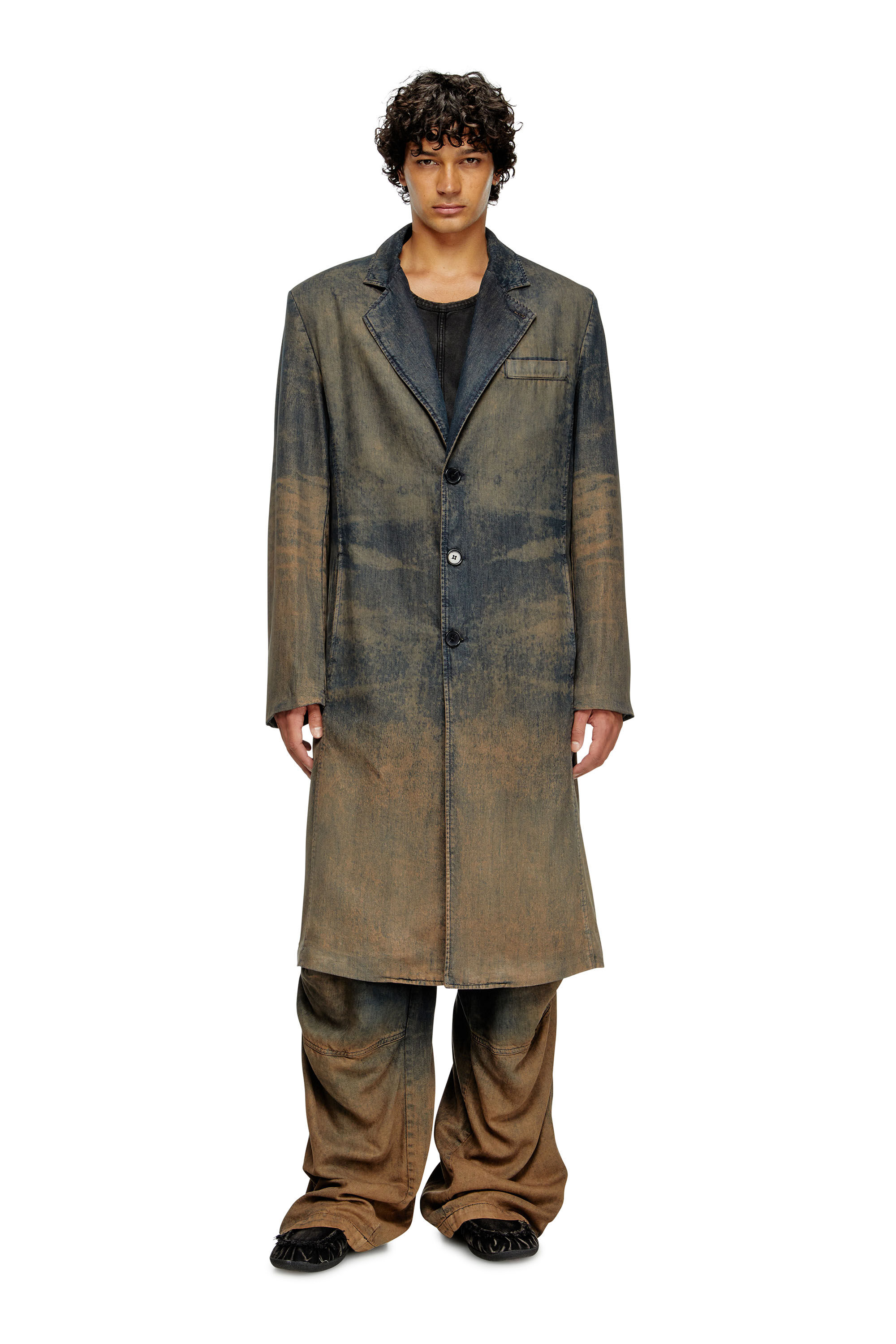Diesel - D-BALZ-MID-S, Unisex's Long jacket in shaded denim in null - 2