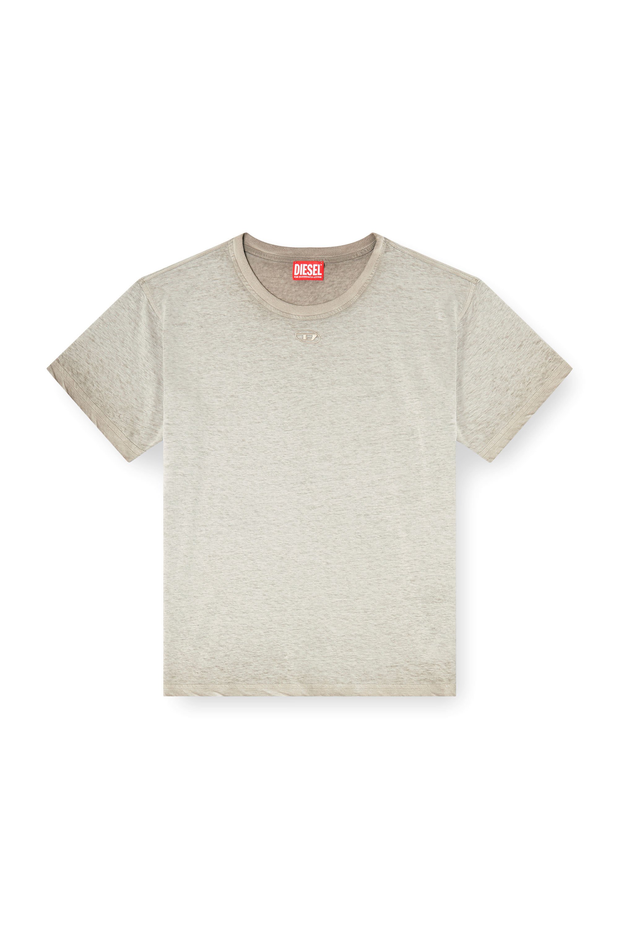 Diesel - T-NORMY-S18, Female's Hemp-cotton T-shirt with Oval D logo in グレー - 2