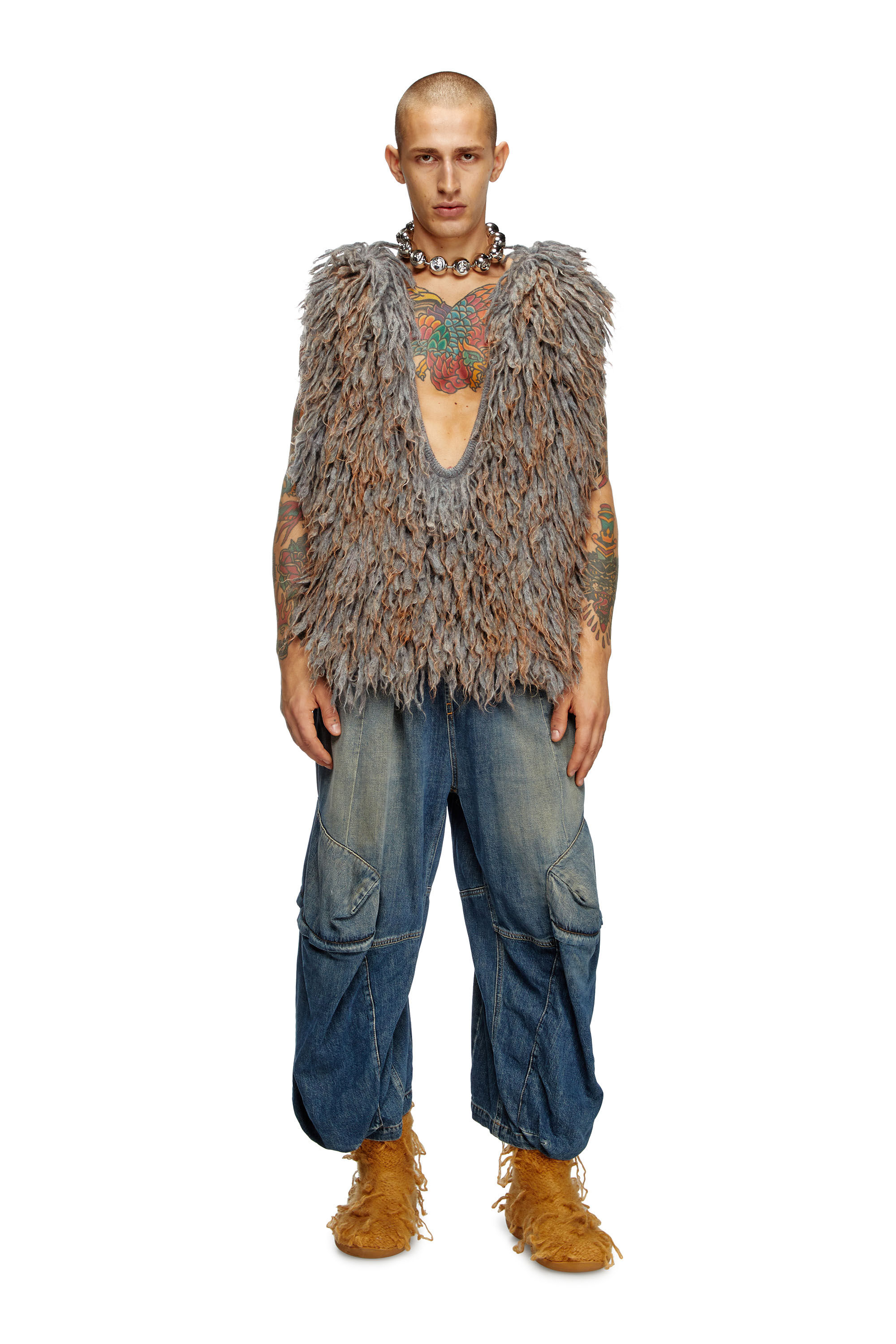 Diesel - D-PARA-SHORT-FSF, Unisex's Long cargo shorts in light utility denim in ミディアムブルー - 1