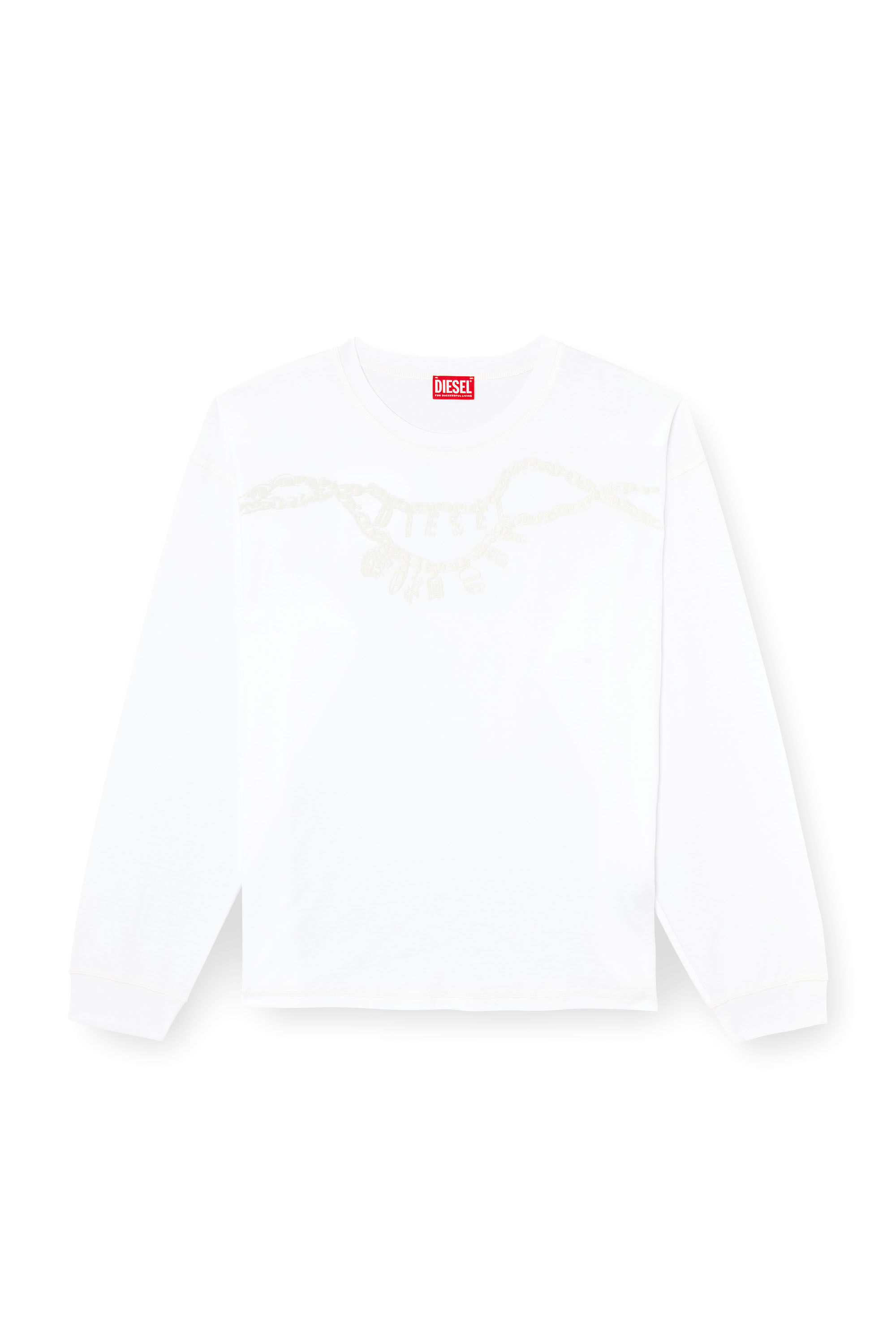 Diesel - T-BOXT-LS-HOSHI, Unisex's Long-sleeve T-shirt with charm necklace print in ホワイト - 2