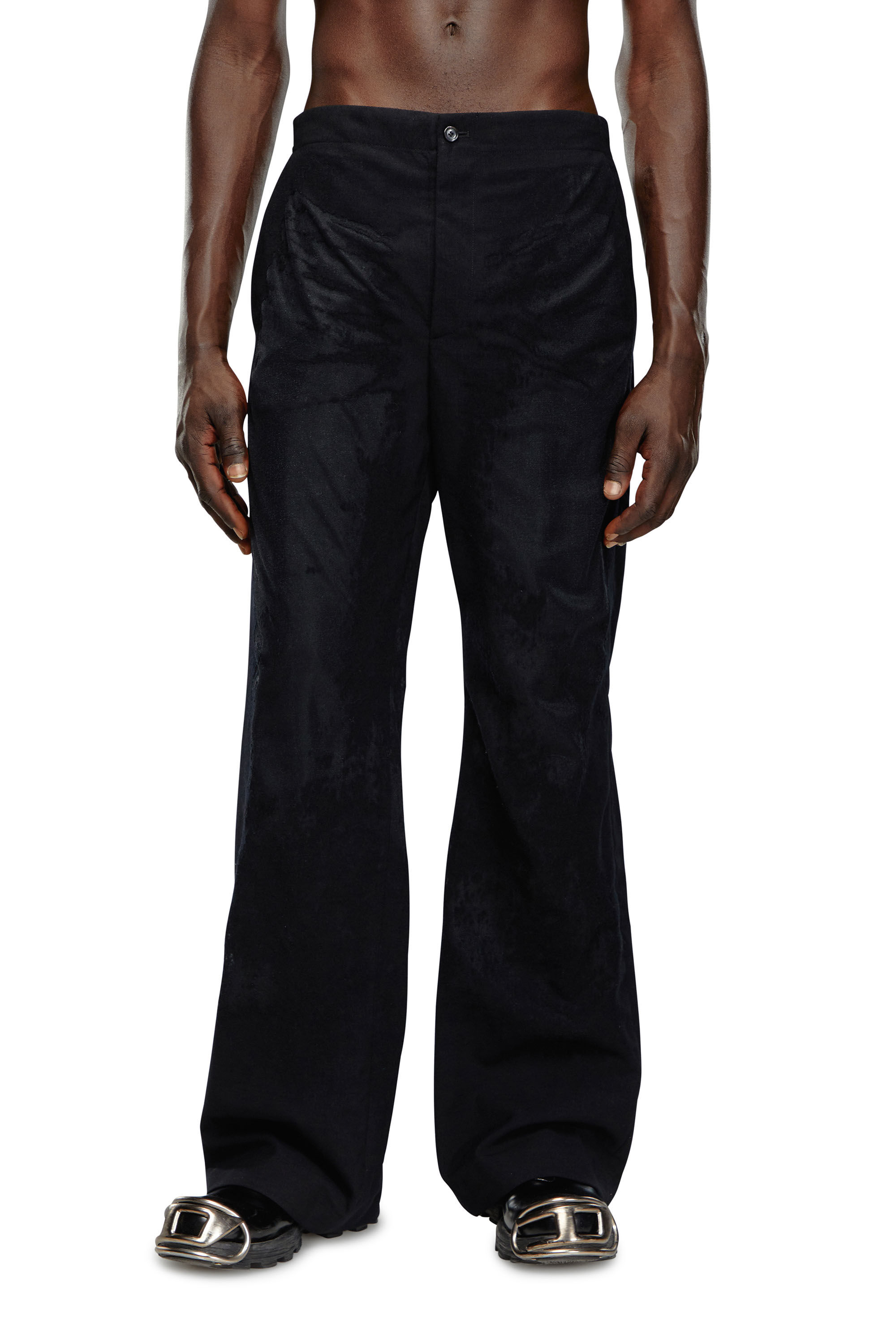 P-STANLY-A Pants in burn-out cool wool｜ブラック｜メンズ｜DIESEL