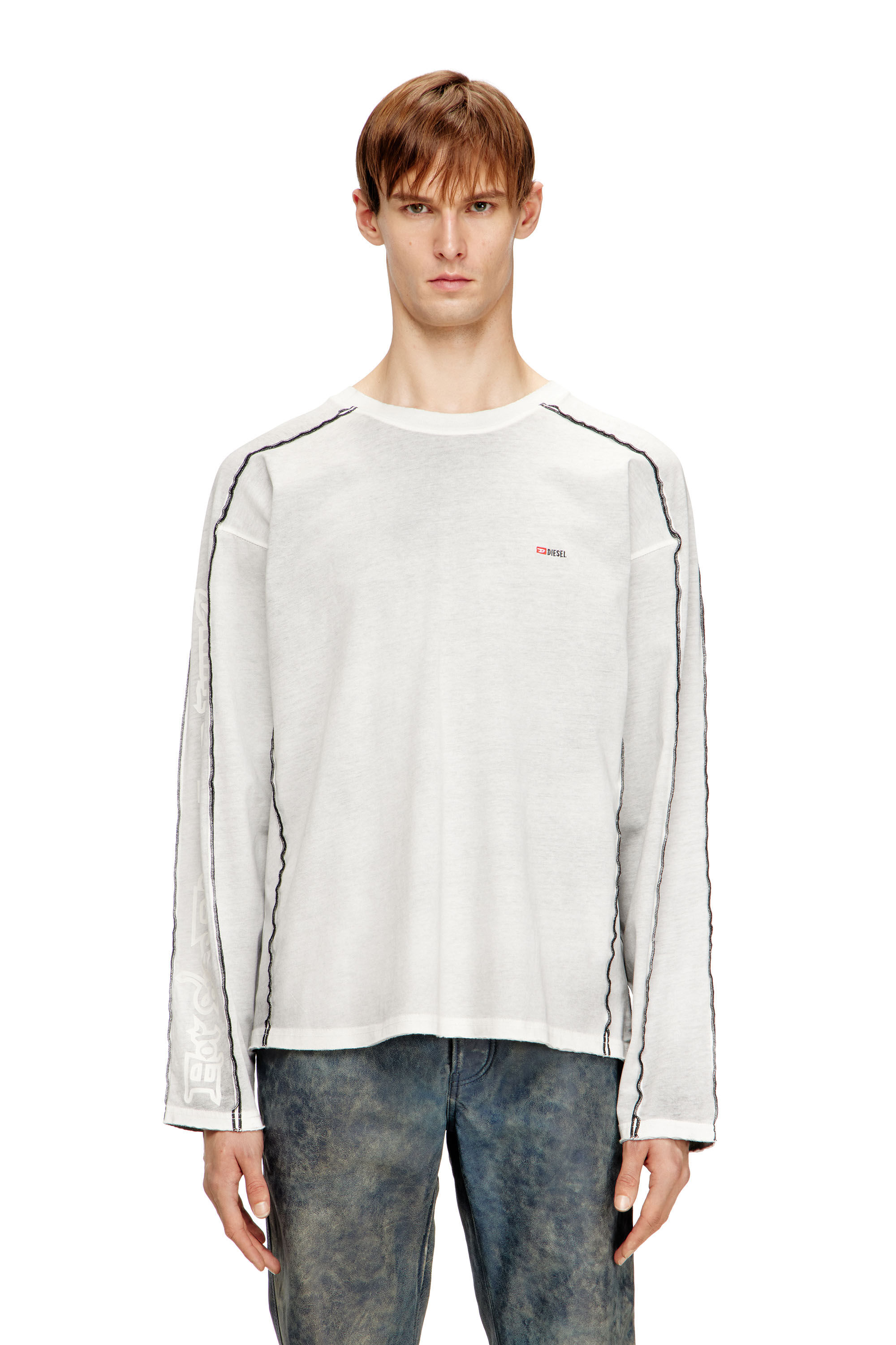 T-RIVEN-LS 長袖Tシャツ｜ホワイト｜メンズ｜DIESEL