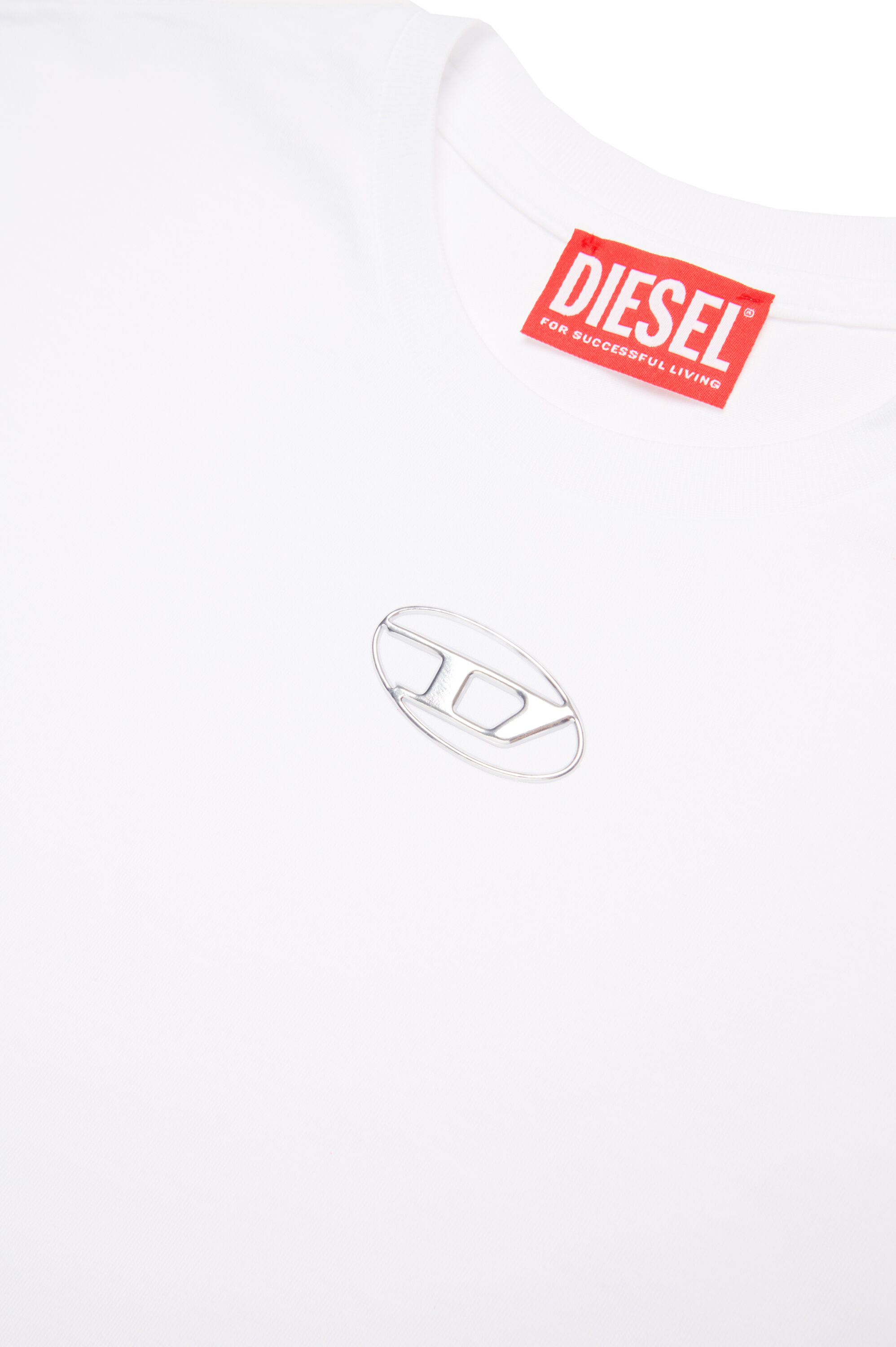 Diesel - TMARCUS OVER, Male's T-shirt with metallic Oval D in ホワイト - 4