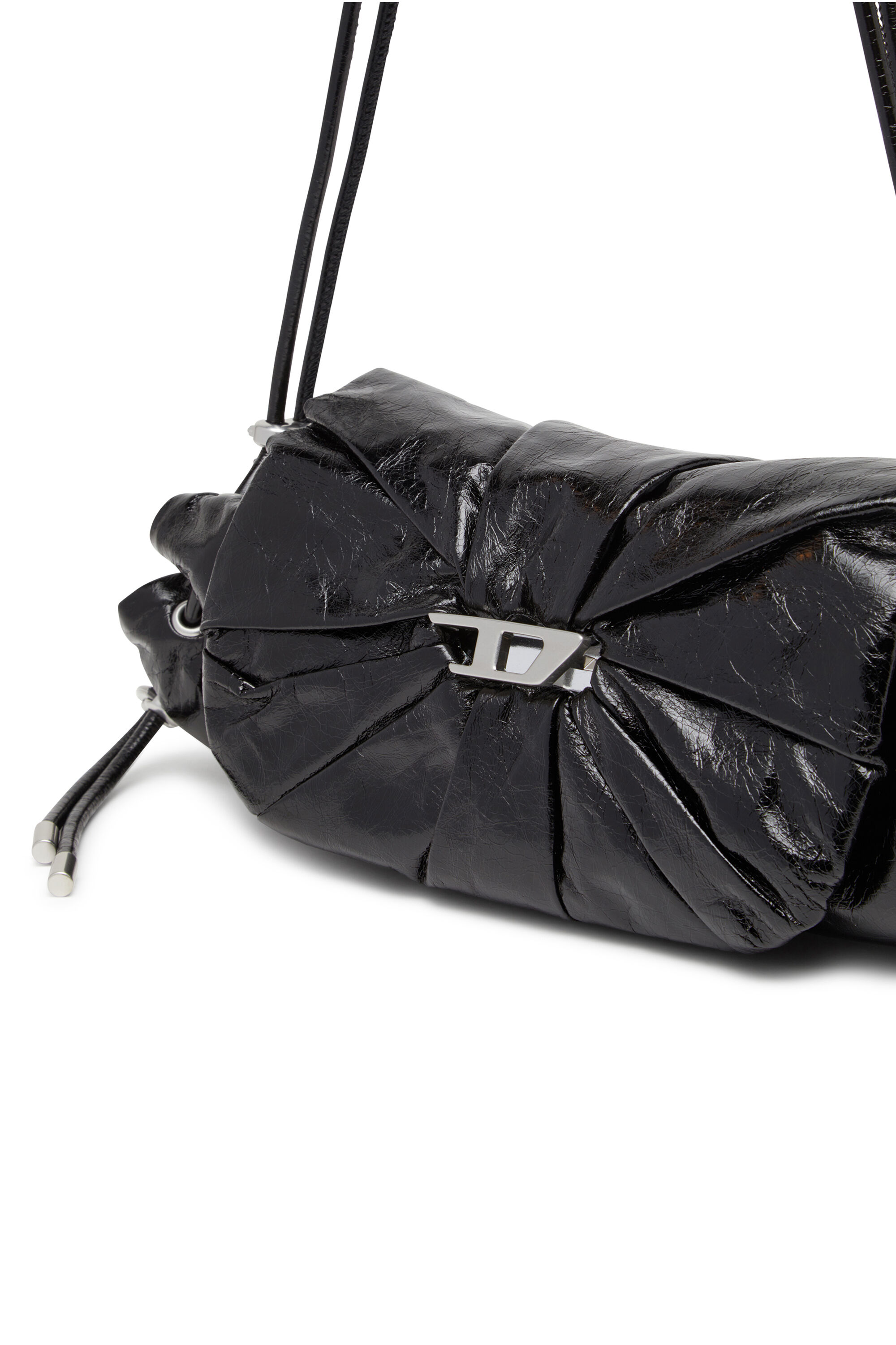 Diesel - SCRUNCH-D SHOULDER S, Female's Scrunch-D S-Shoulder bag in scrunched leather in ブラック - 6