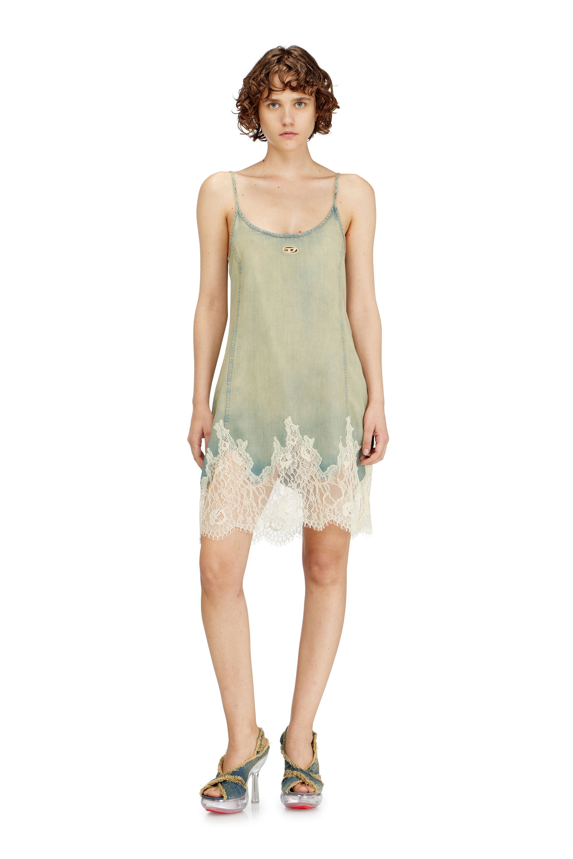 Diesel - DE-ODRY-S, Female's Mini dress in lace denim in null - 2