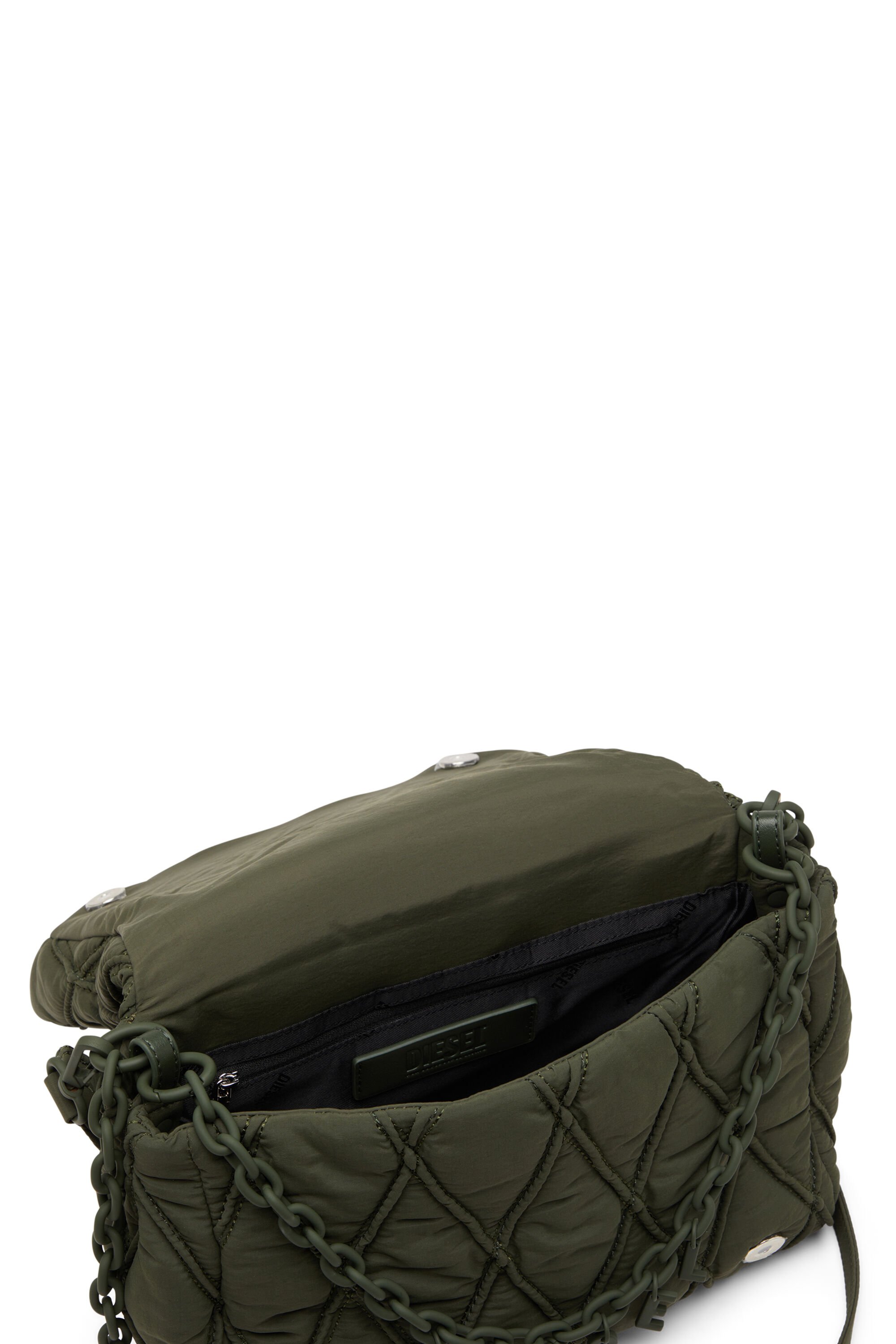 Diesel - CHARM-D SHOULDER M, Female's Charm-D M-Shoulder bag in quilted nylon in ダークグリーン - 5