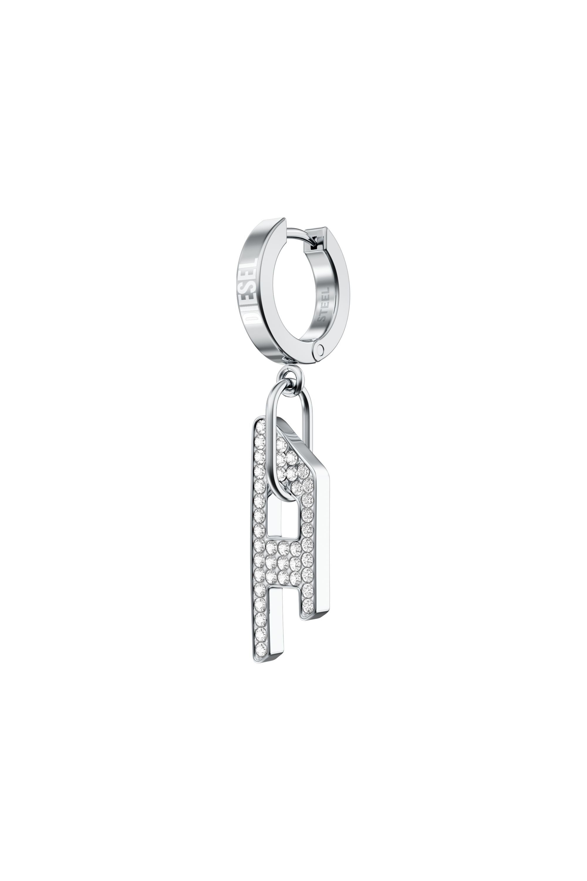 Diesel - DX1706040 JEWELLERY, Unisex's Stainless steel glitz D drop earring in シルバー - 1