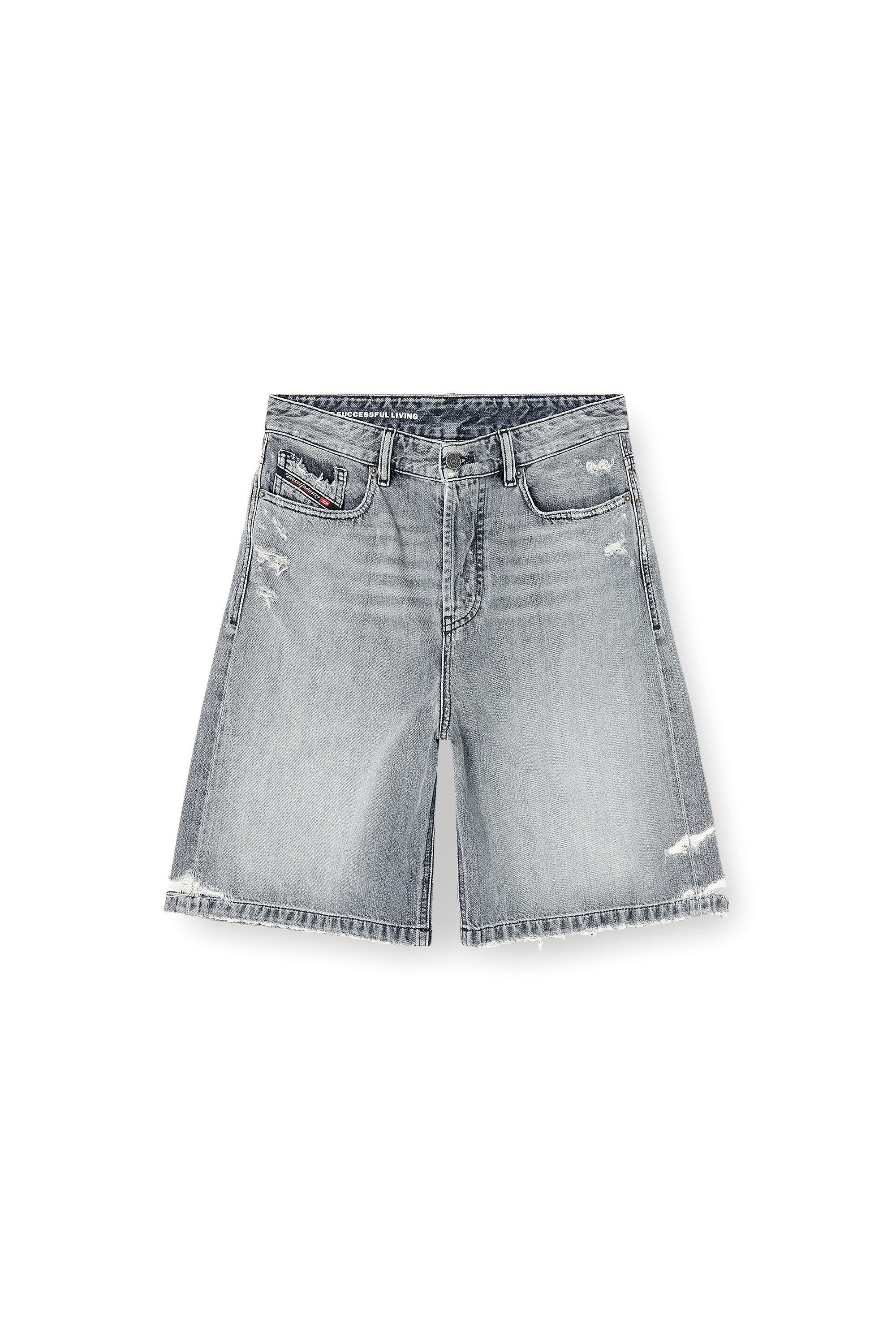 Diesel - DE-SIRE-SHORT, Female's Denim shorts with frayed hems in グレー - 2