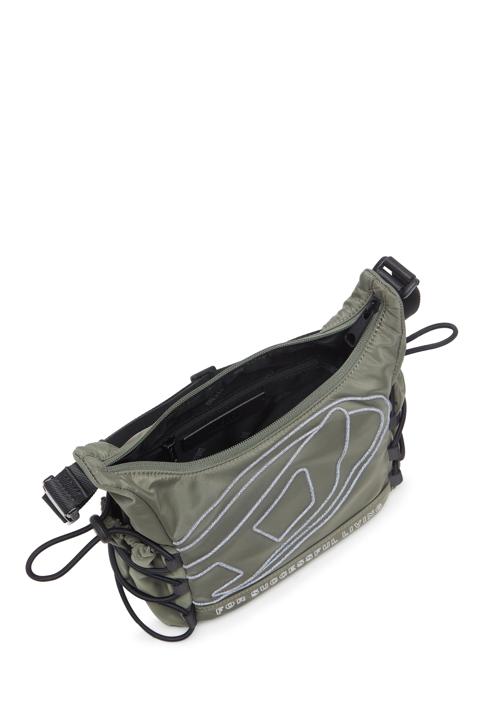 Diesel - TECH-D CROSSBODY X, Unisex's TECH-D - Bag with reflective Oval D embroidery in オリーブグリーン - 5