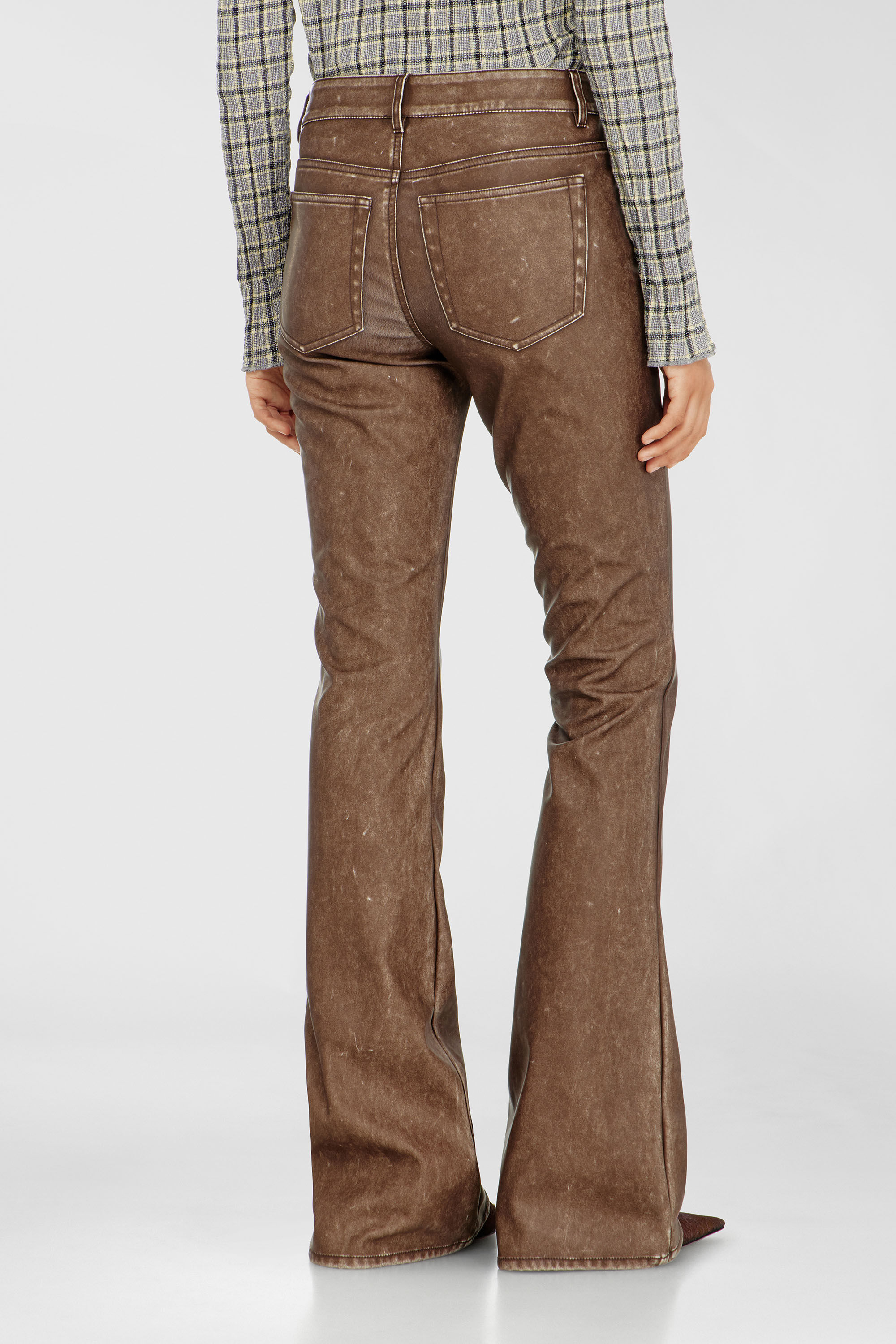 Diesel - P-STELLAR-S1, Female's Bootcut pants in treated coated fabric in ブラウン - 4