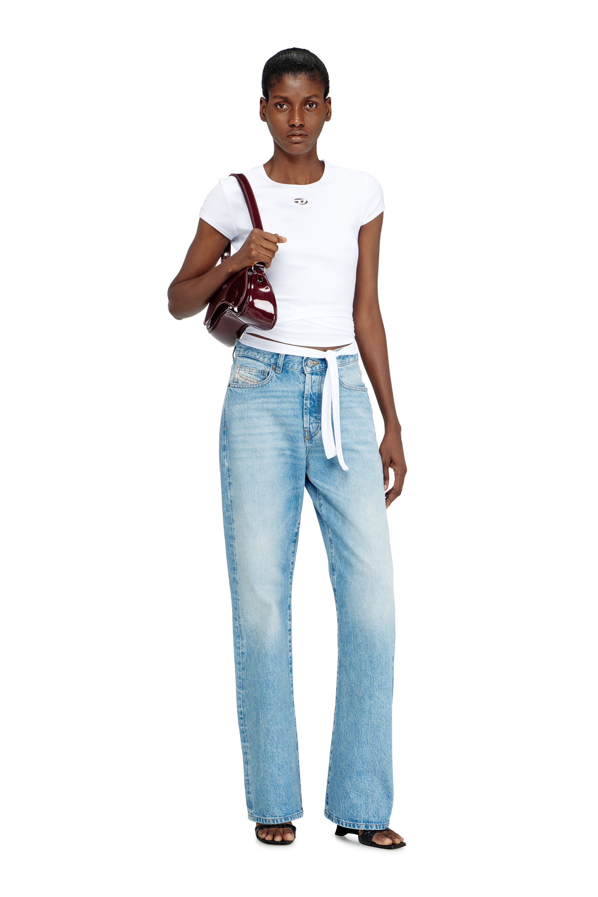 Diesel - T-BUNNY-TAIL-S1, Female's Ribbed top with wrap-around laces in ホワイト - 1