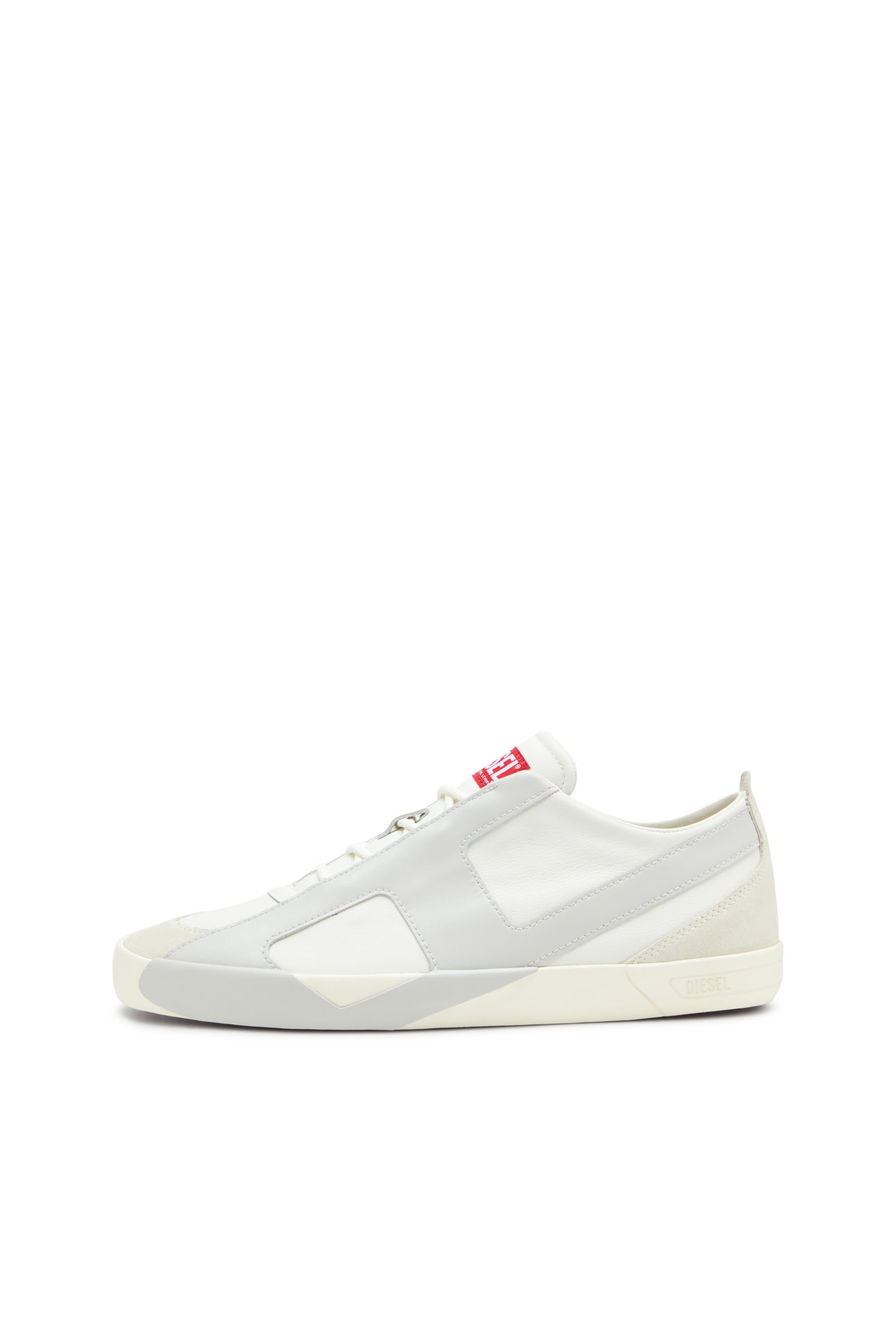 Diesel - S-SLANTE-D LOW, Male's S-Slante-D-Sneakers in suede and leather with D logo in ホワイト/グレー - 8