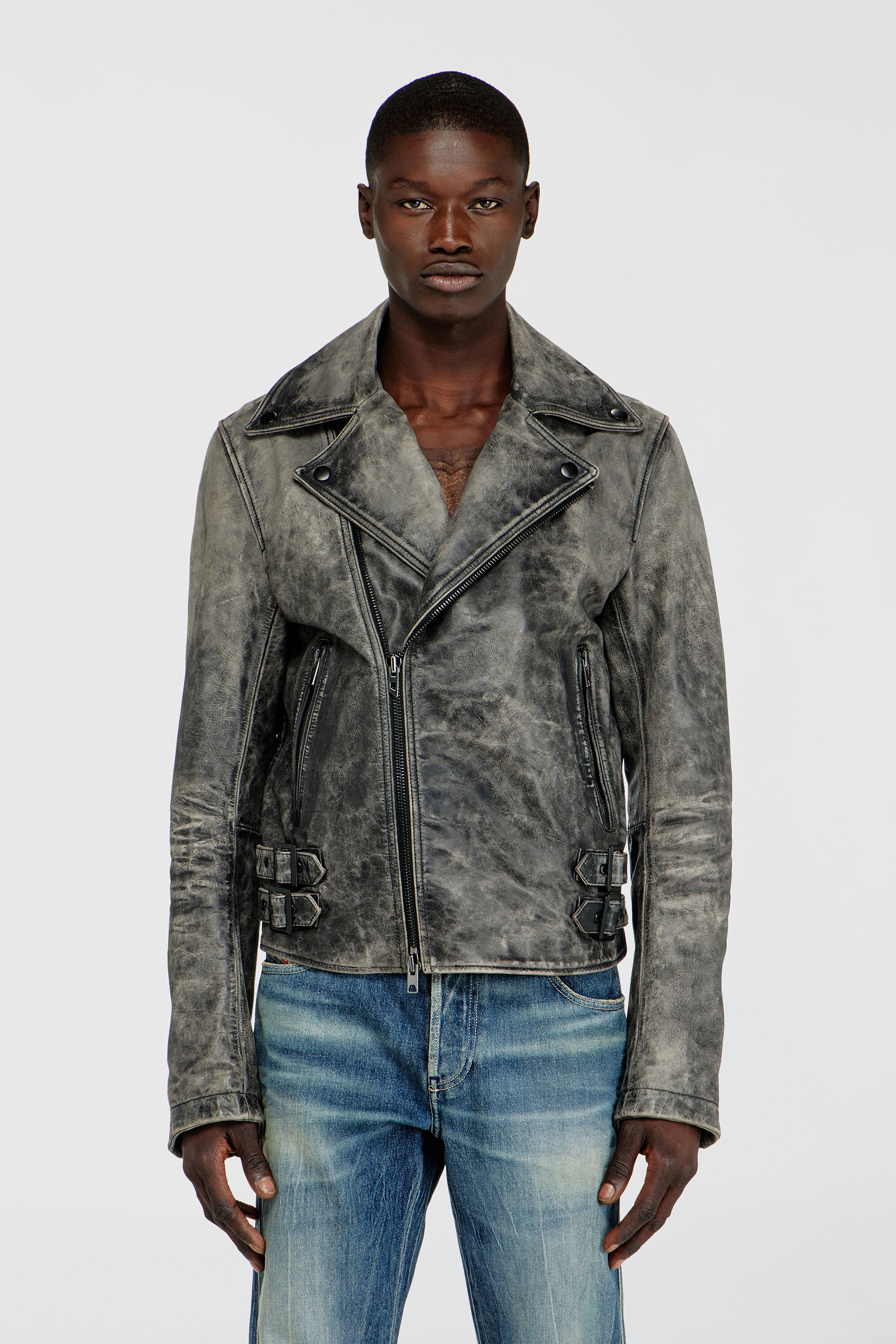 Diesel - L-EON-CJCM, Male's レザージャケット in ダークグレー - 3