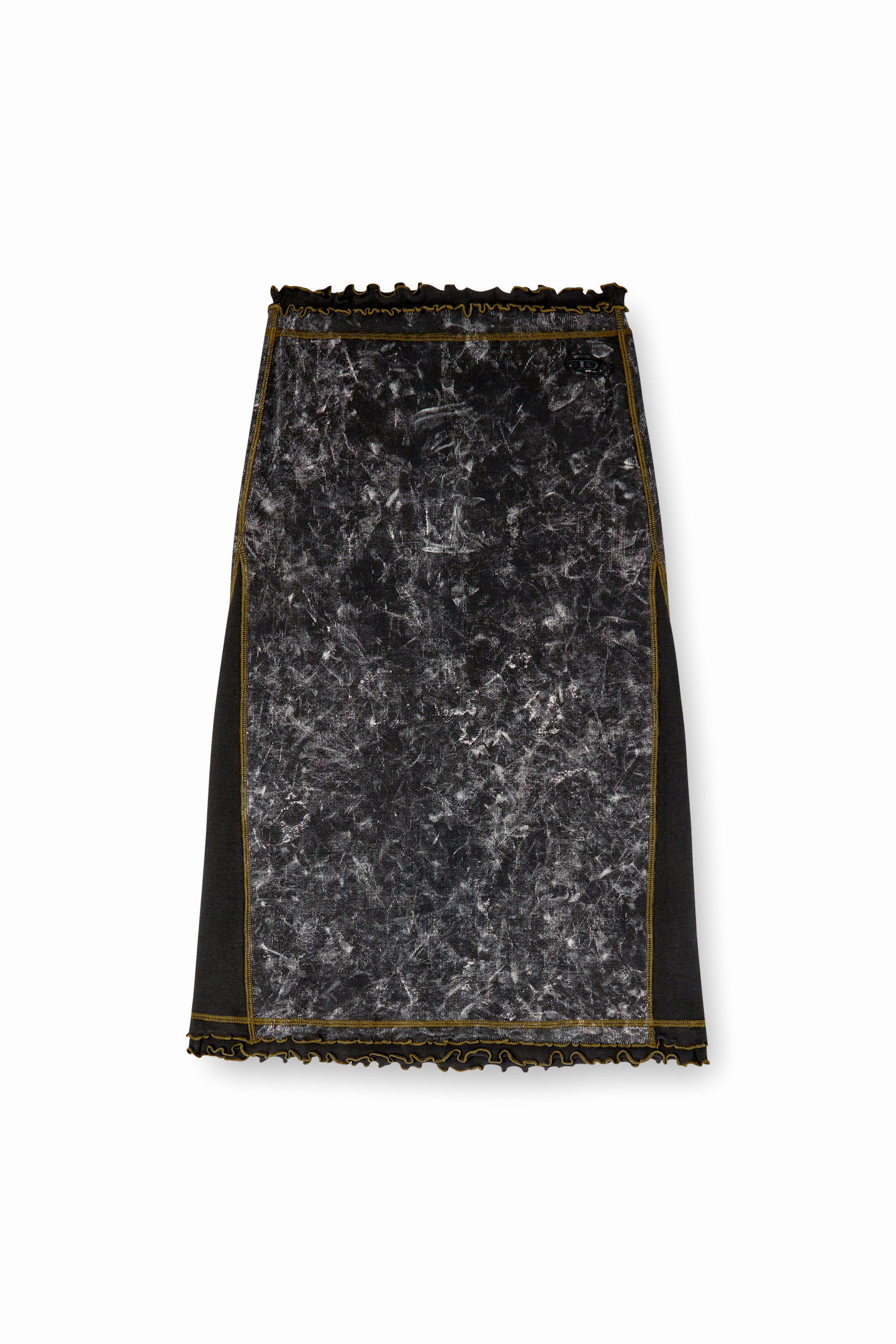 Diesel - O-MENO, Female's Marbled mini skirt with ruffled trims in ブラック - 2
